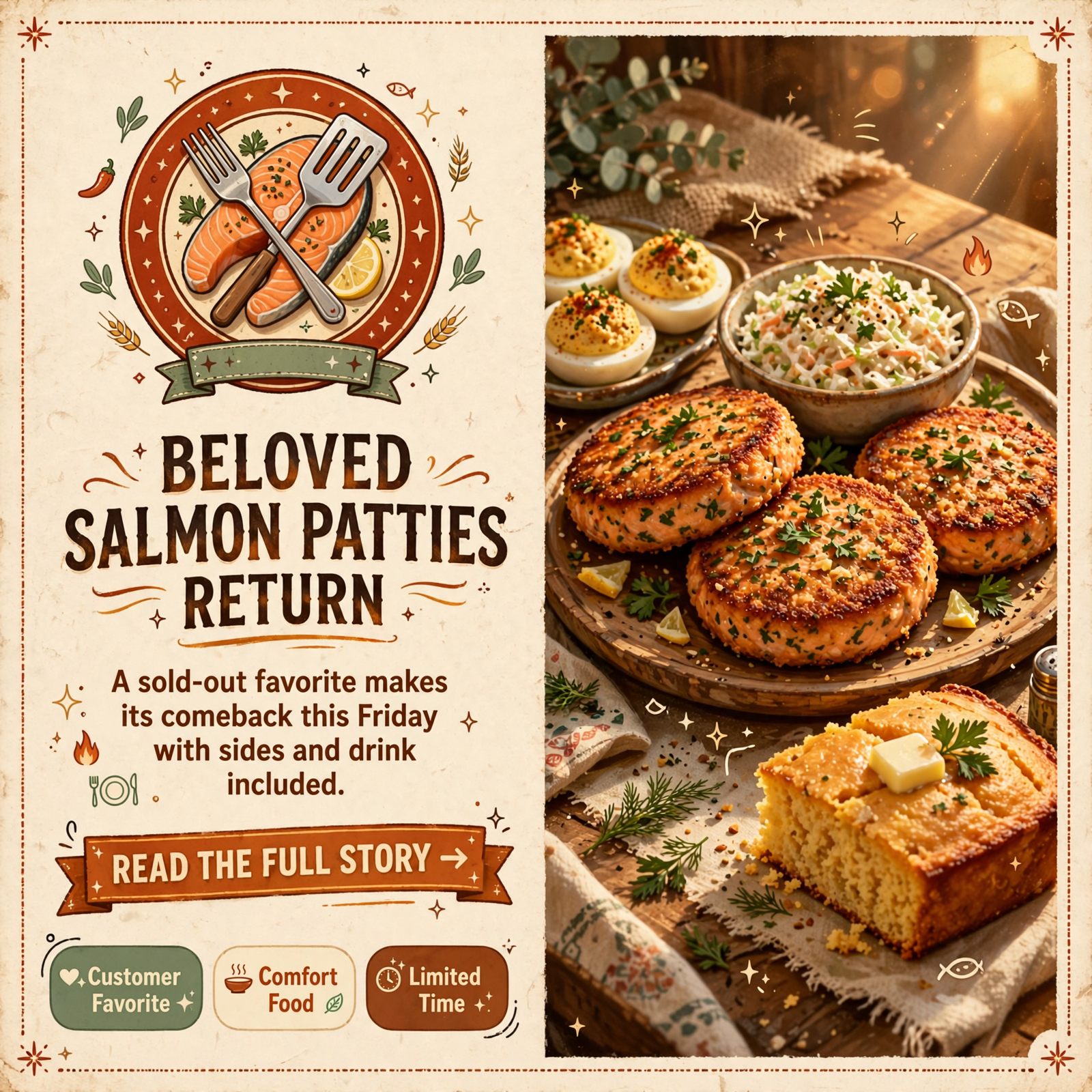 π Salmon Patties Return to Off the Farm Barbque in Soddy Daisy – Friday Special β Featured Image Featured image for "π Salmon Patties Return to Off the Farm Barbque in Soddy Daisy - Friday Special"