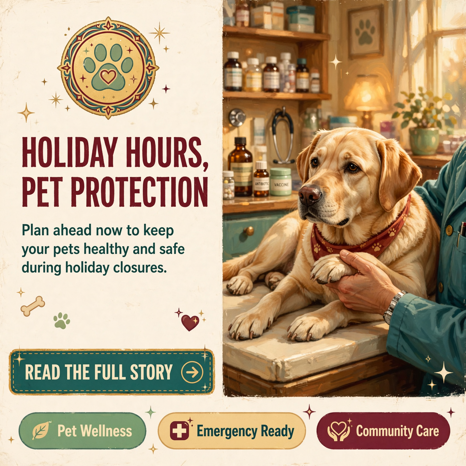 Featured image for "🐾 Coops Creek Veterinary Clinic Announces Holiday Hours & Emergency Care Resources in Dunlap"
