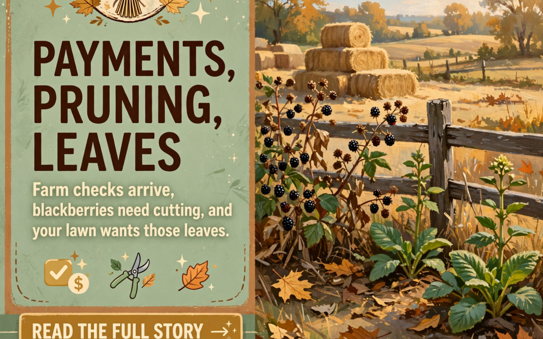 🌾 Farm Payments on the Way, a Blackberry Cleanup Date, Leaves Worth Keeping and a Steady Pasture Report — Your Farm & Garden Report
