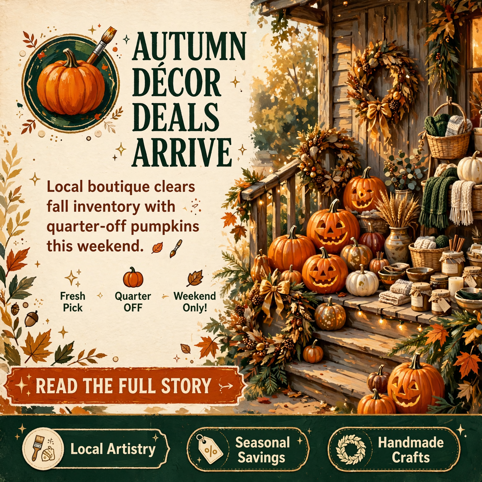 Featured image for "🎃 Porch Pumpkin Sale in Powells Crossroads - 25% Off This Weekend"