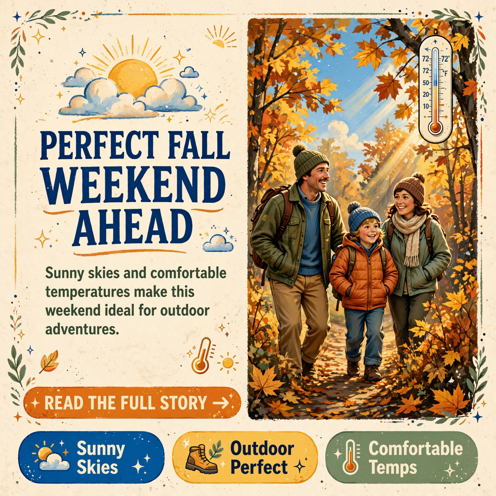 Featured image for "🌞 Perfect Fall Weekend Ahead - Sunny Skies and Comfortable Temperatures"