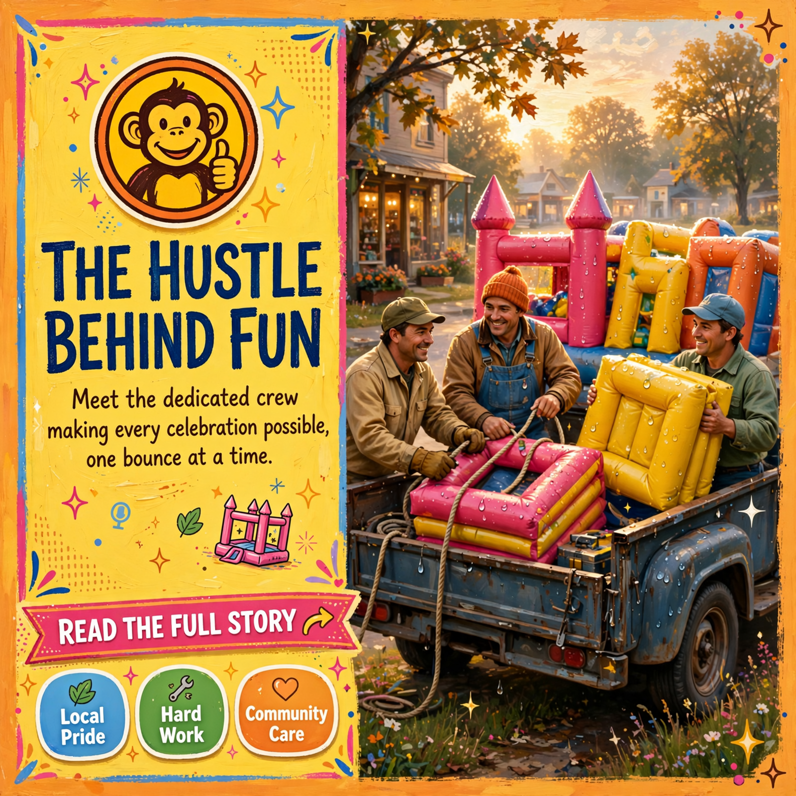Featured image for "🐵 Behind the Bounce: The Crew and Hustle That Keeps Monkeytown Inflatables Rolling"