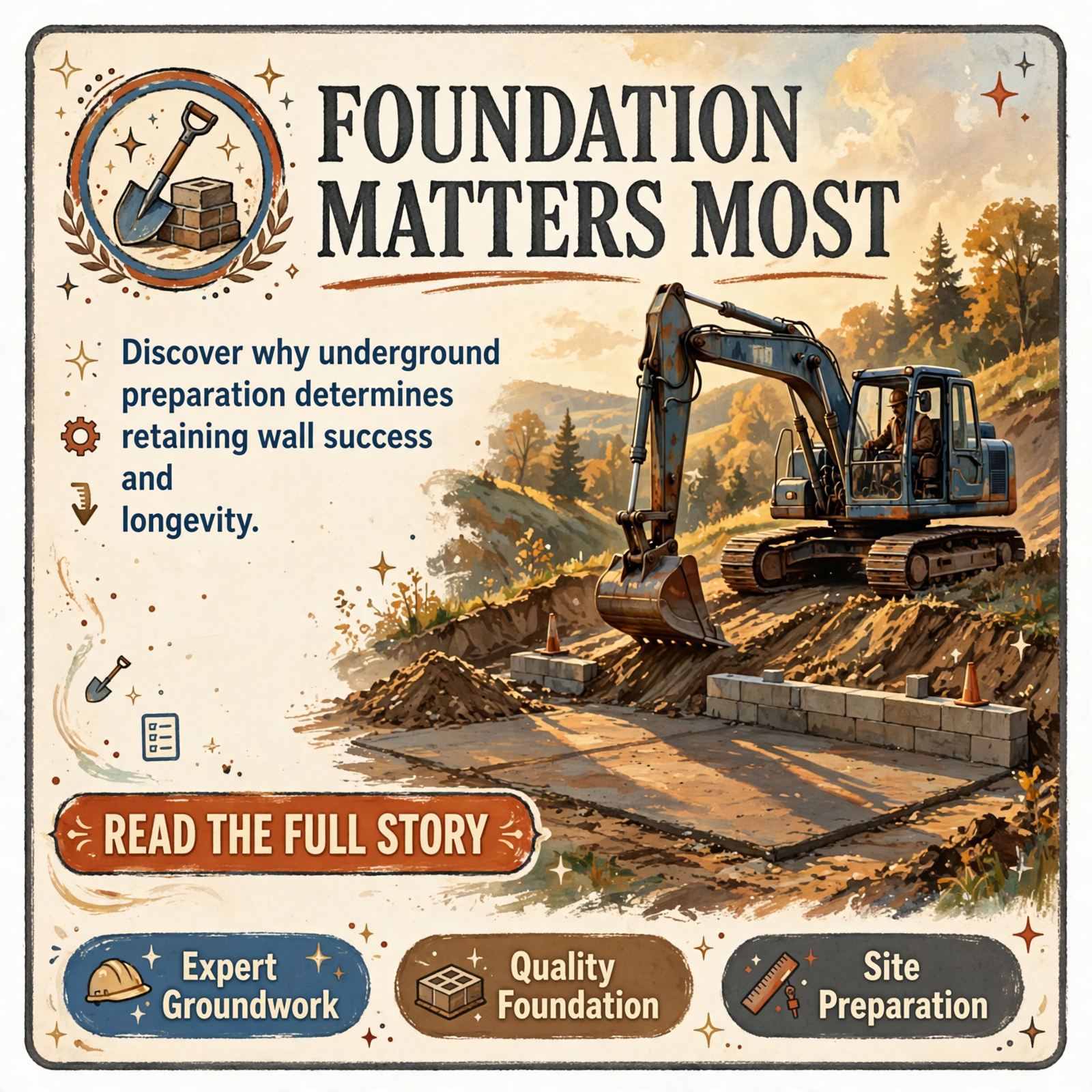 Featured image for "🧱 The Foundation Matters: How Whitzell Excavation Prepares Ground for Retaining Walls in Dunlap"