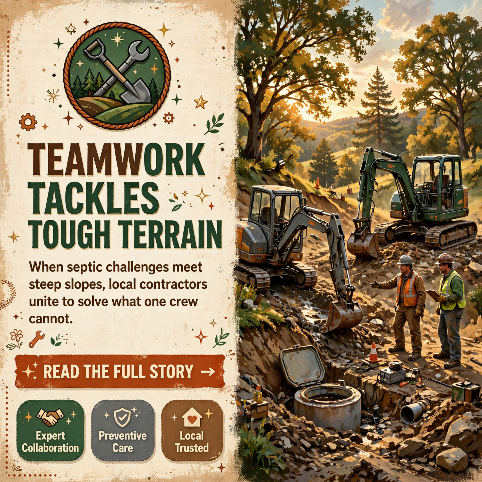 Featured image for "🚧 Septic Work on Steep Terrain: When Local Contractors Team Up in Pikeville"
