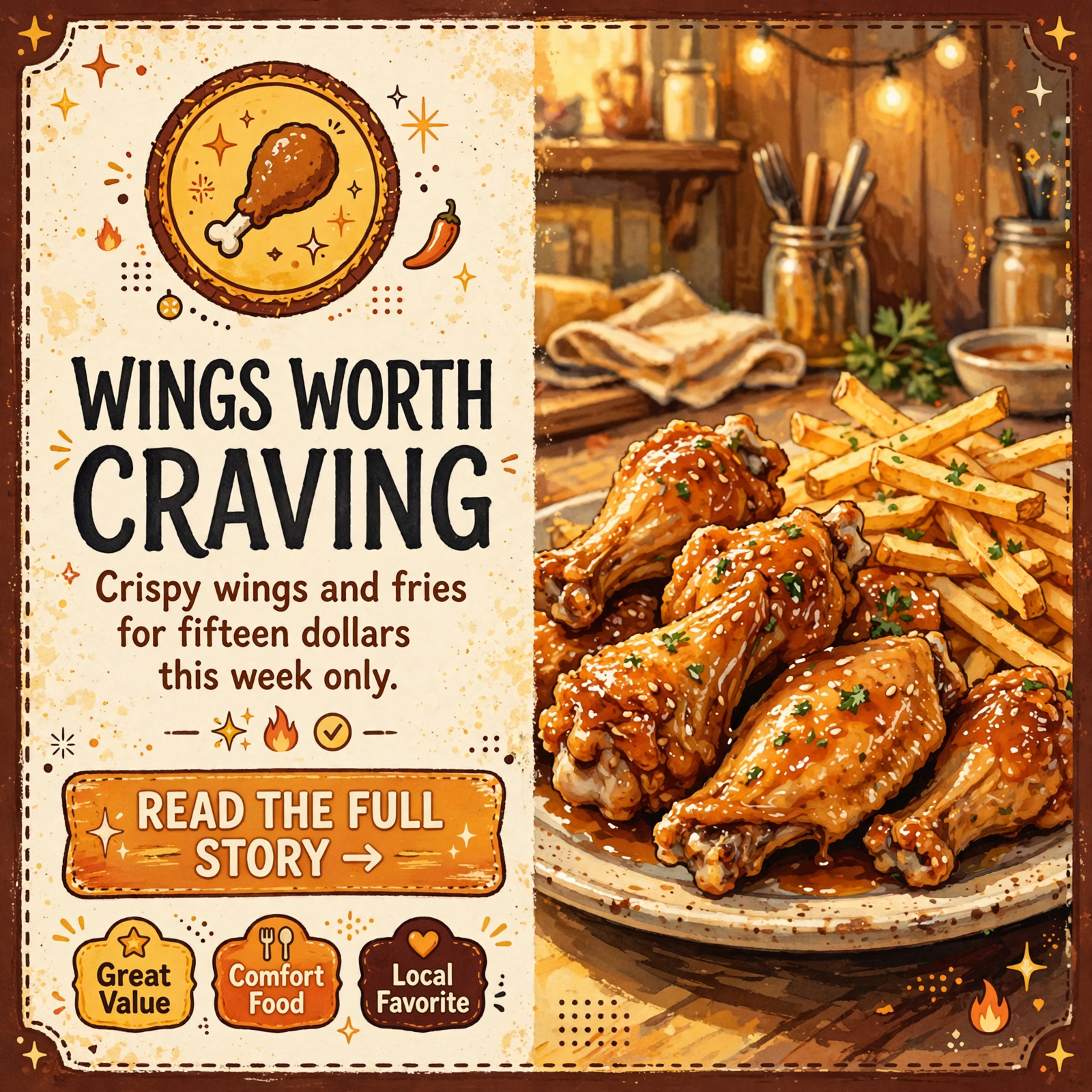 Featured image for "🍗 Wings and Fries Special at Grandy's Bar & Grill - $15 This Week"