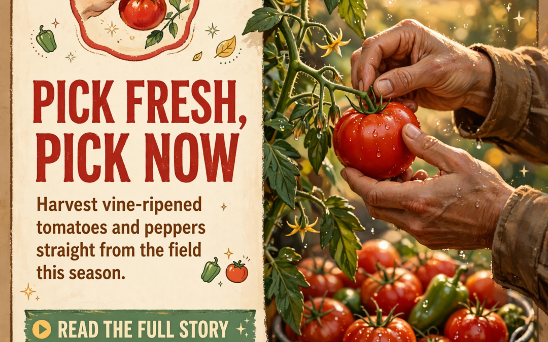 🍅 Pick-Your-Own Tomatoes and Peppers Available Now at Gary Swafford Farms