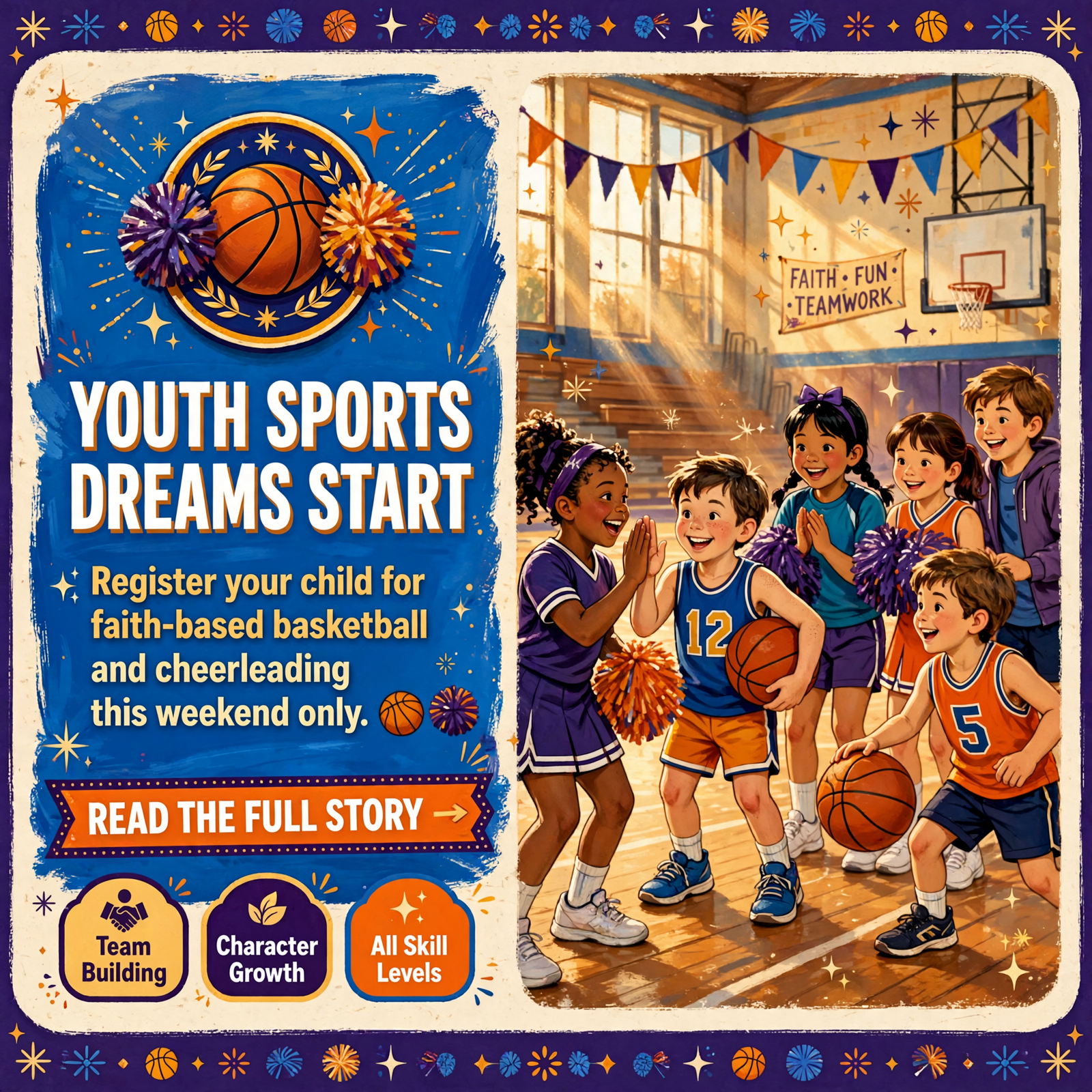 Featured image for "🏀 Upward Basketball & Cheerleading Signups Come to Sale Creek This Saturday"