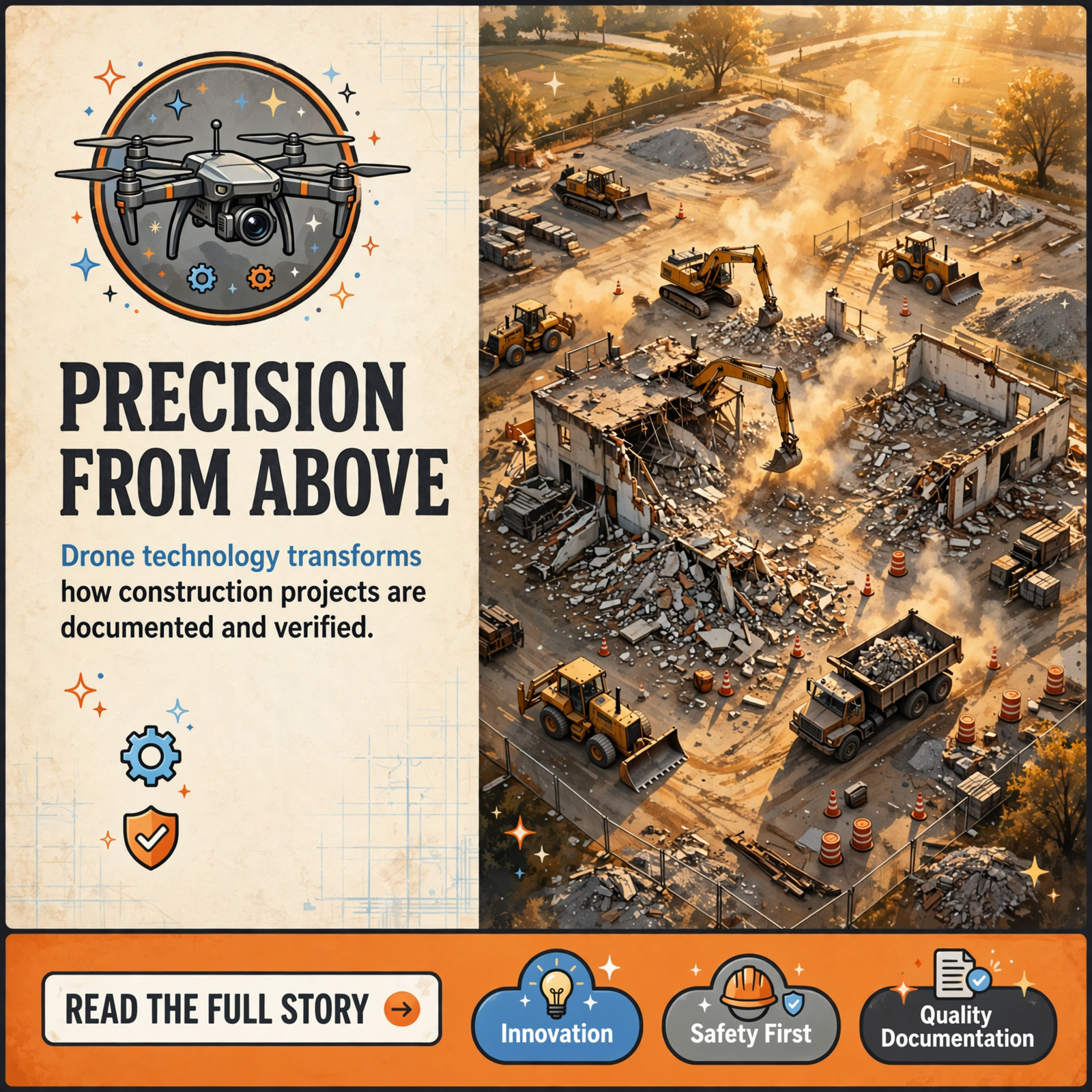 Featured image for "📸 Views From Above Captures Precision Demolition Work with Drone Photography"