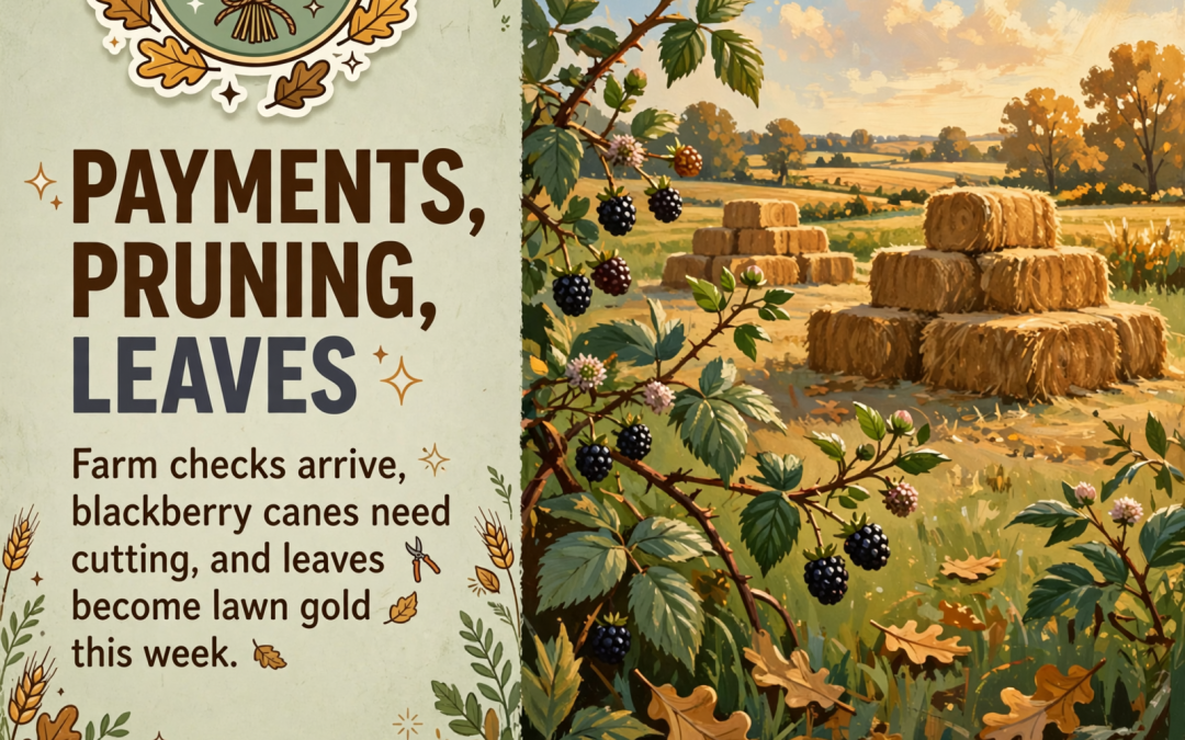 🌾 Farm Payments on the Way, a Blackberry Cleanup Date, Leaves Worth Keeping and a Steady Pasture Report — Your Farm & Garden Report
