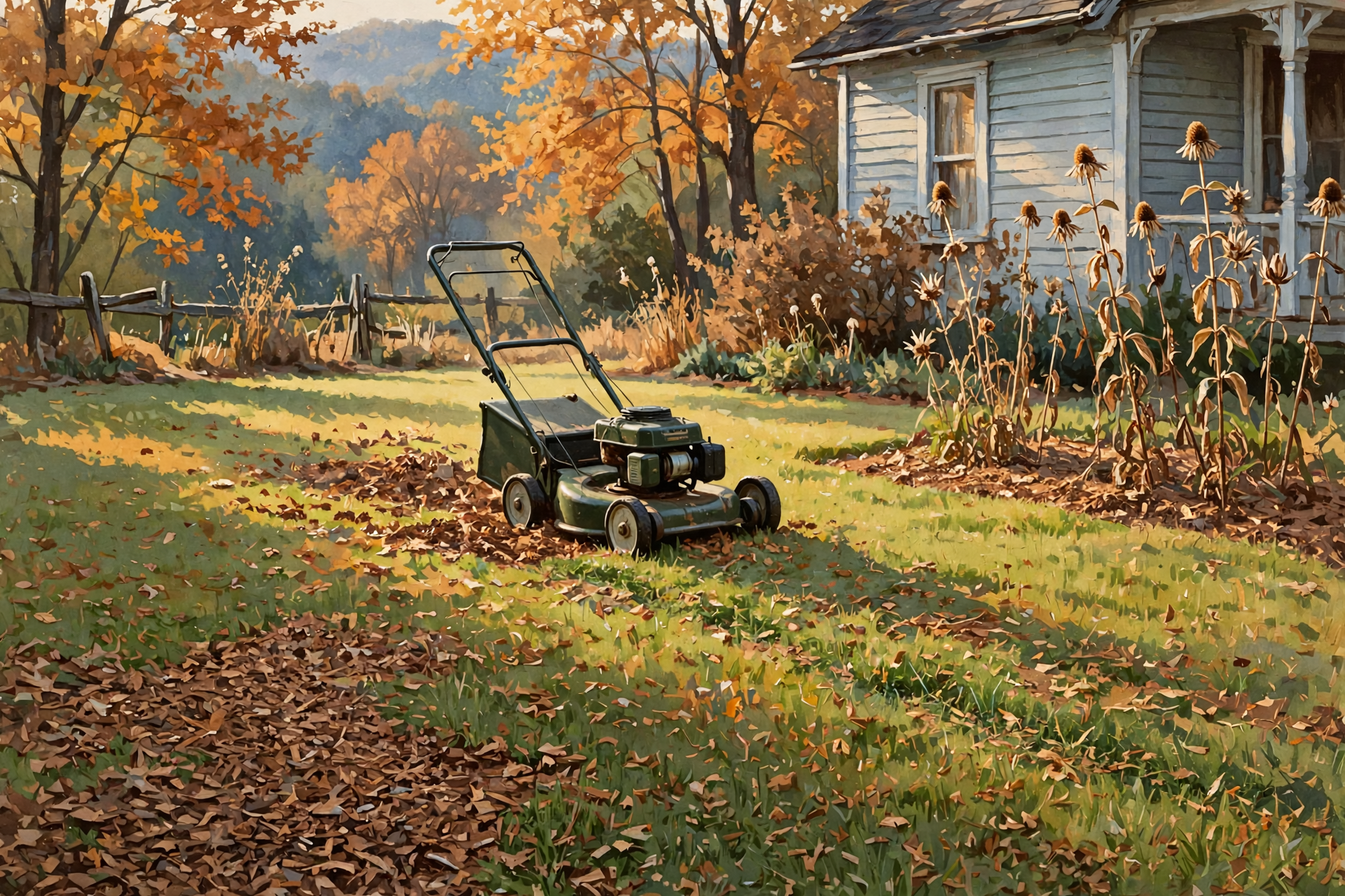 Illustration for 🍂 Don't Bag the Leaves: Mow Them In, and Leave a Few Stems for the Bees