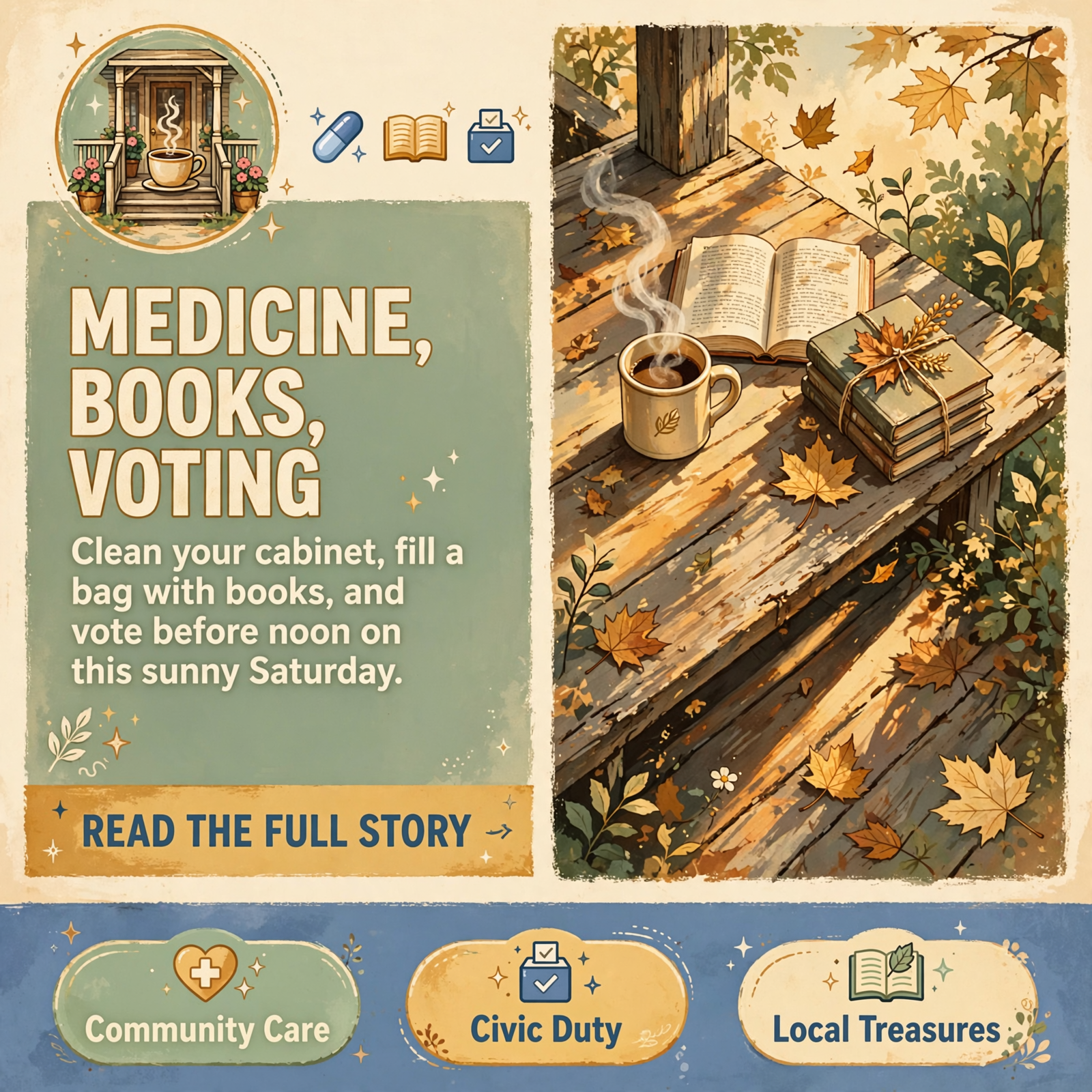 ☕ Front Porch Morning: Take Back Day 10 to 2, Fill-a-Bag Books and Sunny Near 75 — Featured Image Featured image for "☕ Front Porch Morning: Take Back Day 10 to 2, Fill-a-Bag Books and Sunny Near 75"