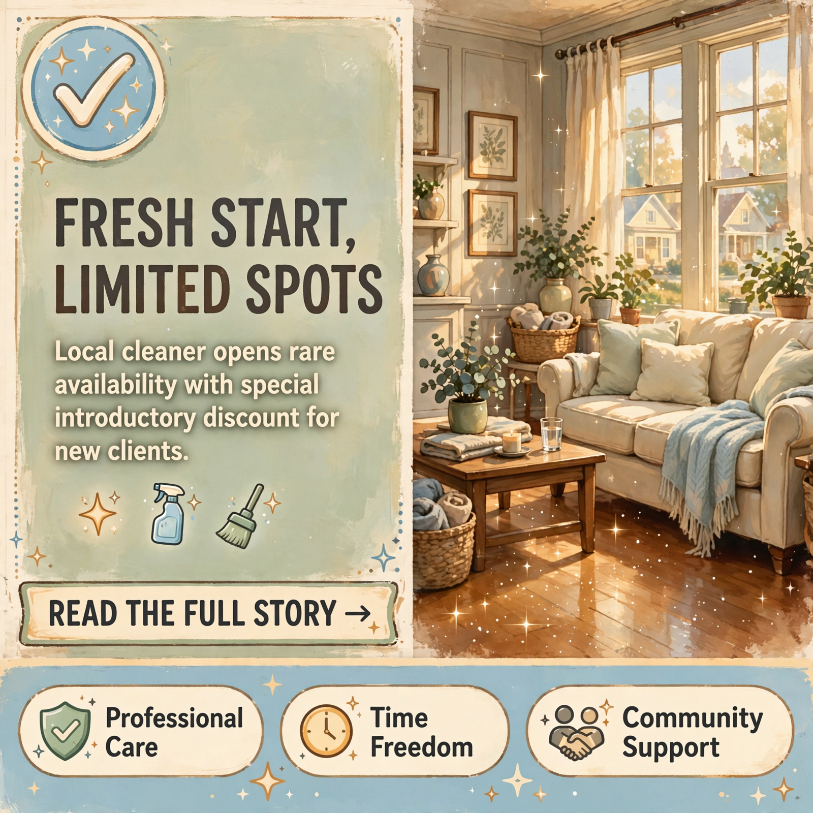 Featured image for "🧹 Local House Cleaner Opens New Client Spots with Special Offer"