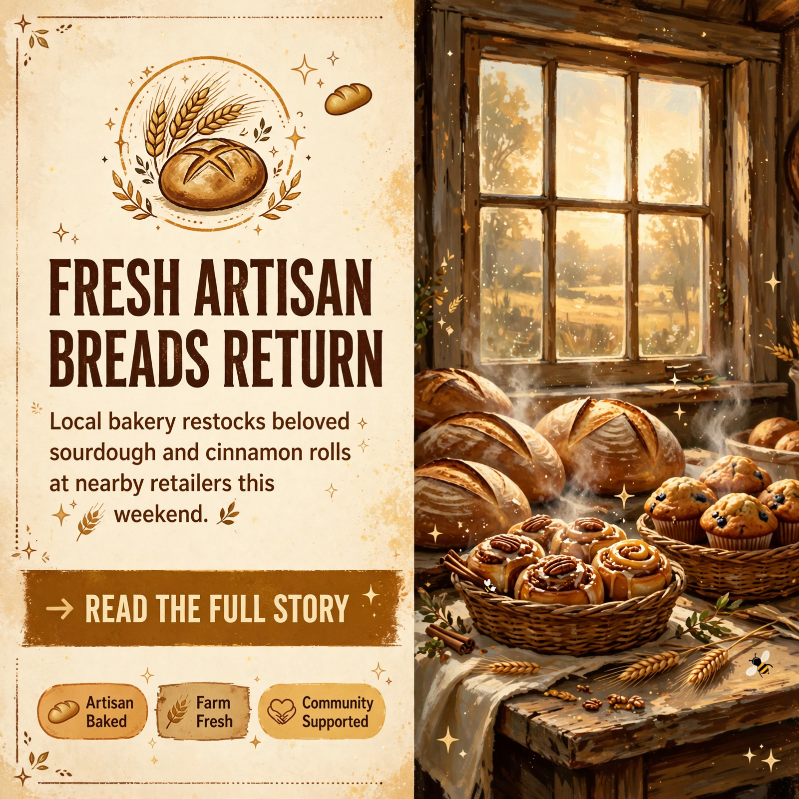 Featured image for "🍞 Hendon Farm Restocks Sourdough, Cinnamon Rolls, and Baked Goods at Local Retailers"