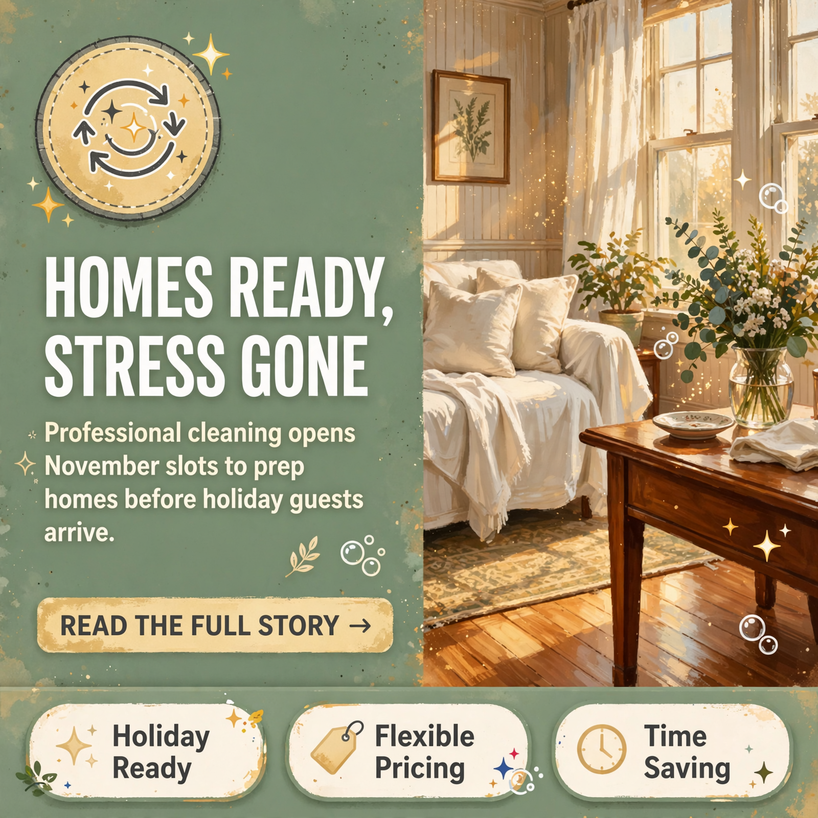 Featured image for "🧹 Fresh Start Cleaning Co. Opens November Slots for Holiday-Ready Homes"