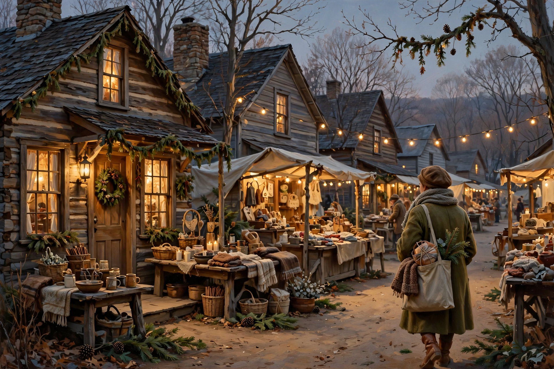 Illustration for 🎄 Shop a Christmas Market in a Pioneer Village at Holiday on Gates in Huntsville