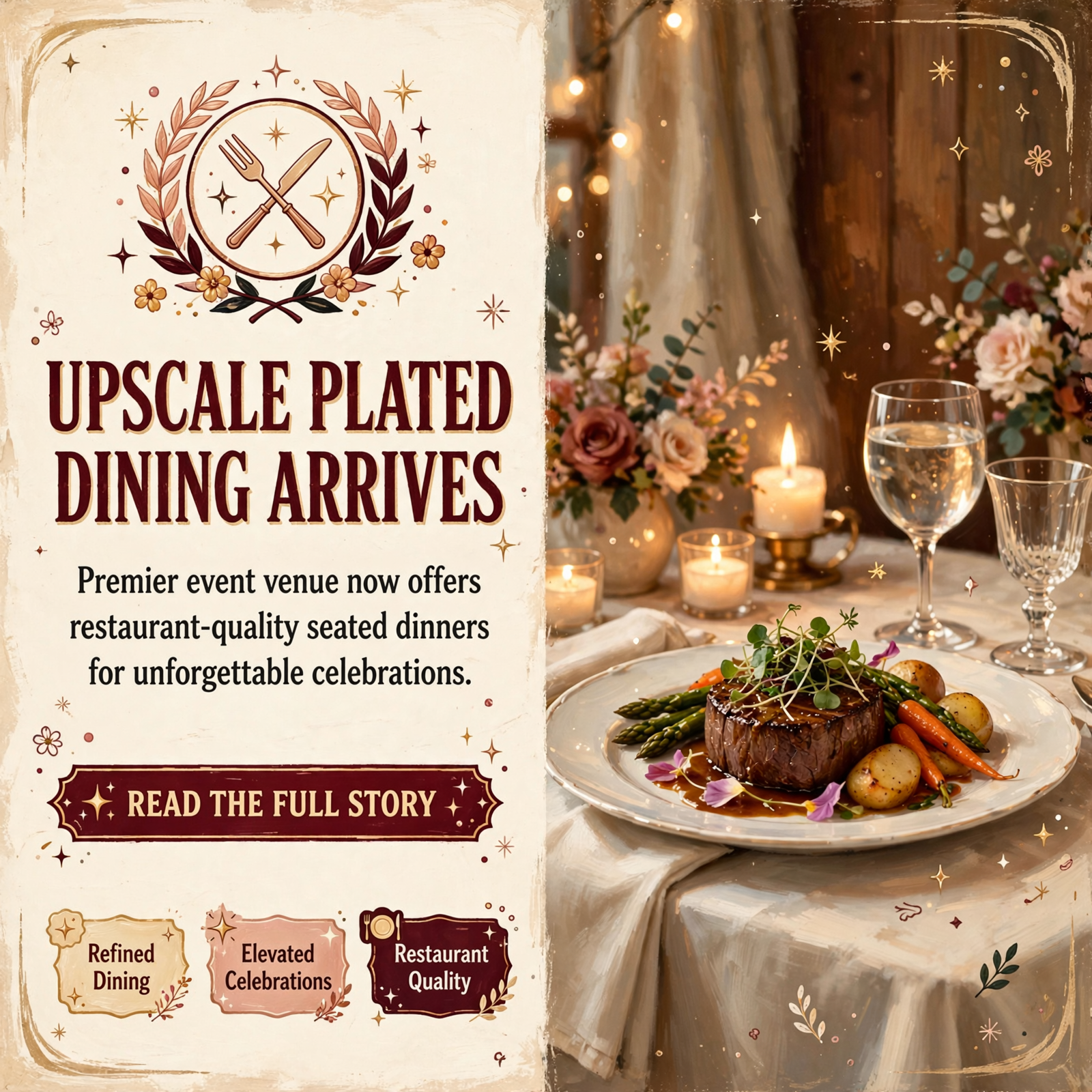 Featured image for "🍽️ Upscale Plated Dining Now Available at The Car Barn Event Venue"
