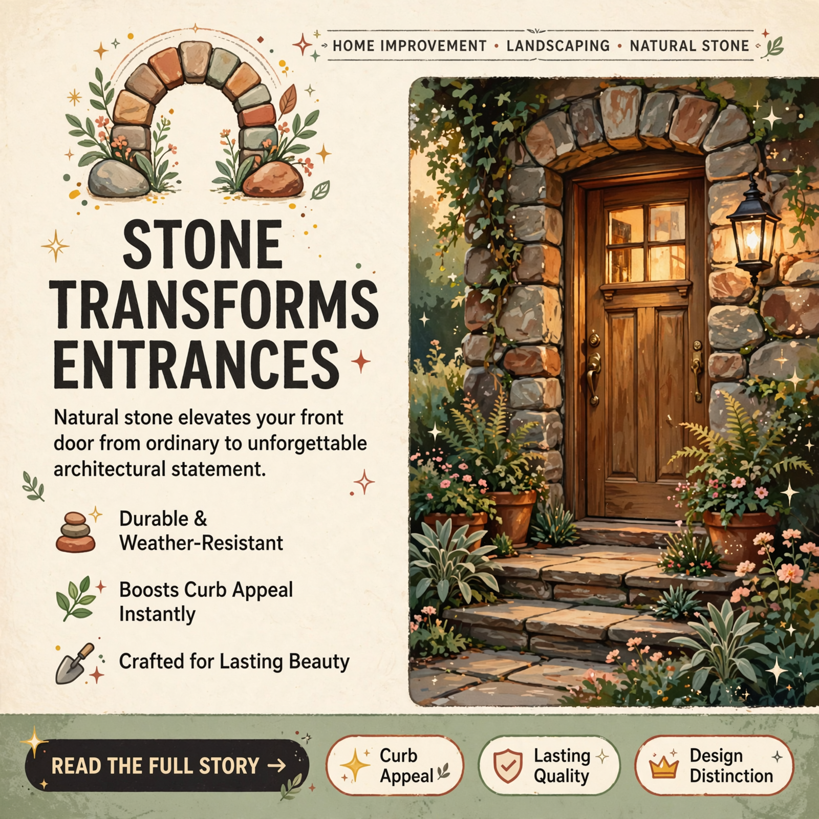 Featured image for "🪨 Stone Entrance Design: Adding Character and Curb Appeal to Your Front Door"