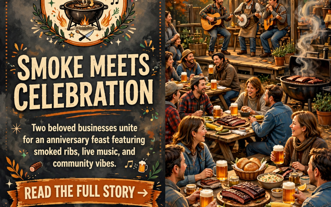 🔥 Trailhead Grub & Smoothies Fires Up Smoked BBQ for Happy Trails 8th Anniversary Bash in Downtown Sparta