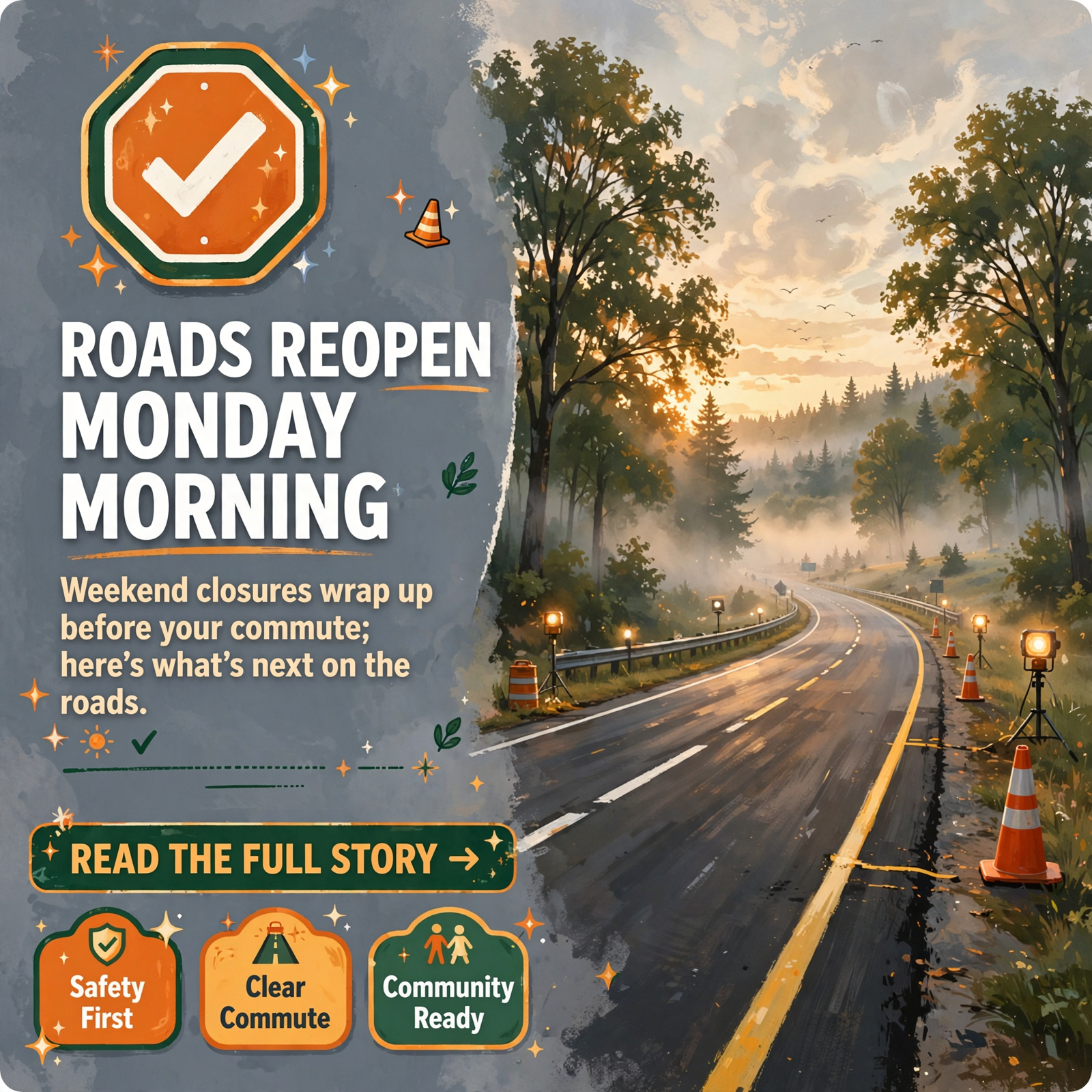 Featured image for "🚧 Everything Reopens by Monday, TDOT's New List Is Out and Halloween Week Gets a Road Plan: Your Roads & Commute Report"
