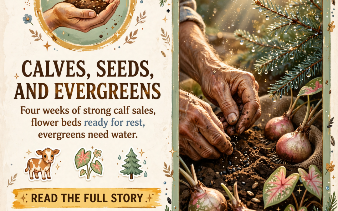 🌾 Calves Keep Rolling to Town, Flower Beds Get Tucked In and Evergreens Get a Drink — Your Farm & Garden Report