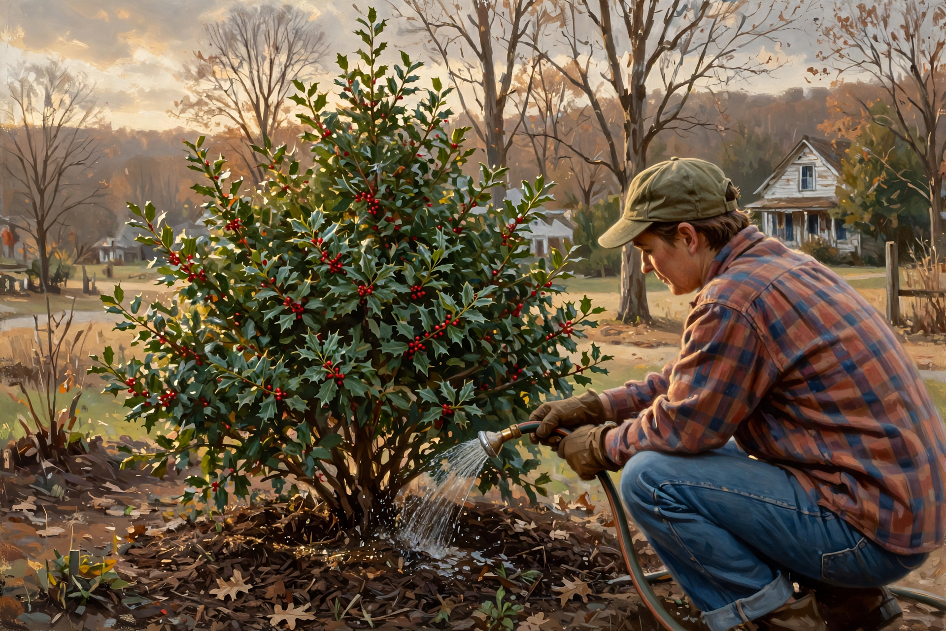 Illustration for 🌲 Give the Evergreens a Drink: Dry Fall Weather Matters for Hollies and Junipers