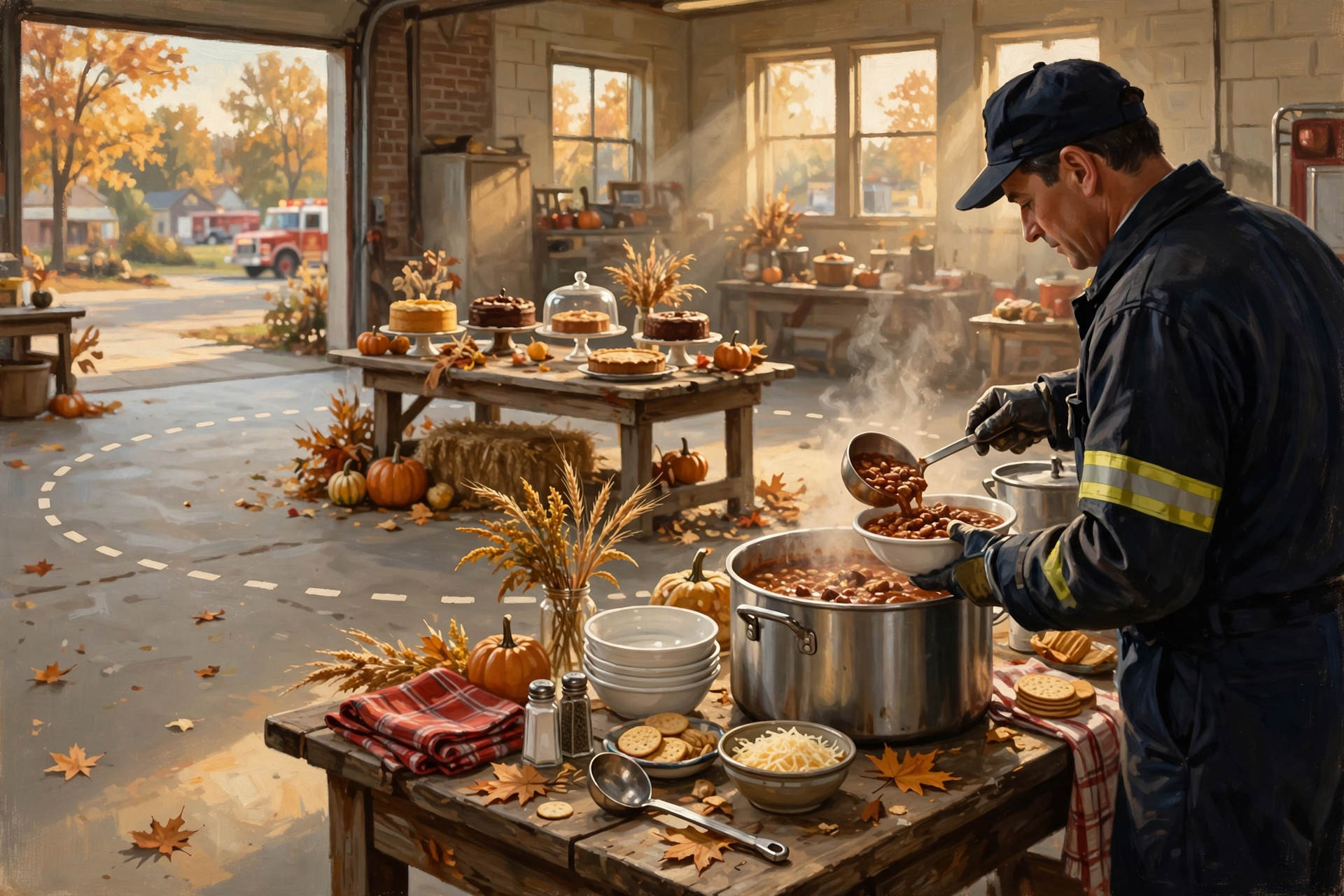 Illustration for 🍲 Grab a Bowl of Chili and Take a Turn at the Cake Walk at the Pine Ridge Volunteer Fire Department Fall Festival
