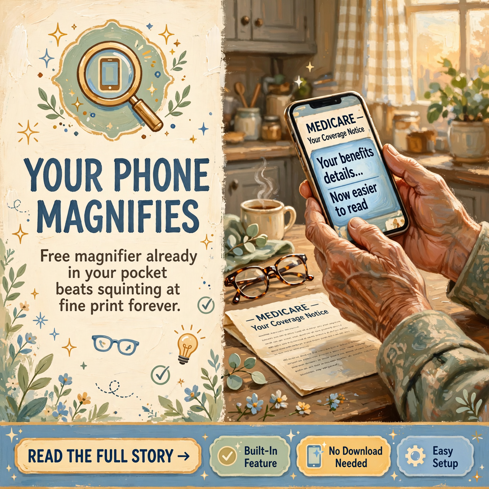 Featured image for "🔍 Your Phone Is Already a Magnifying Glass: Read Fine Print on Medicare Letters, Pill Bottles and Seed Packets Without Squinting"