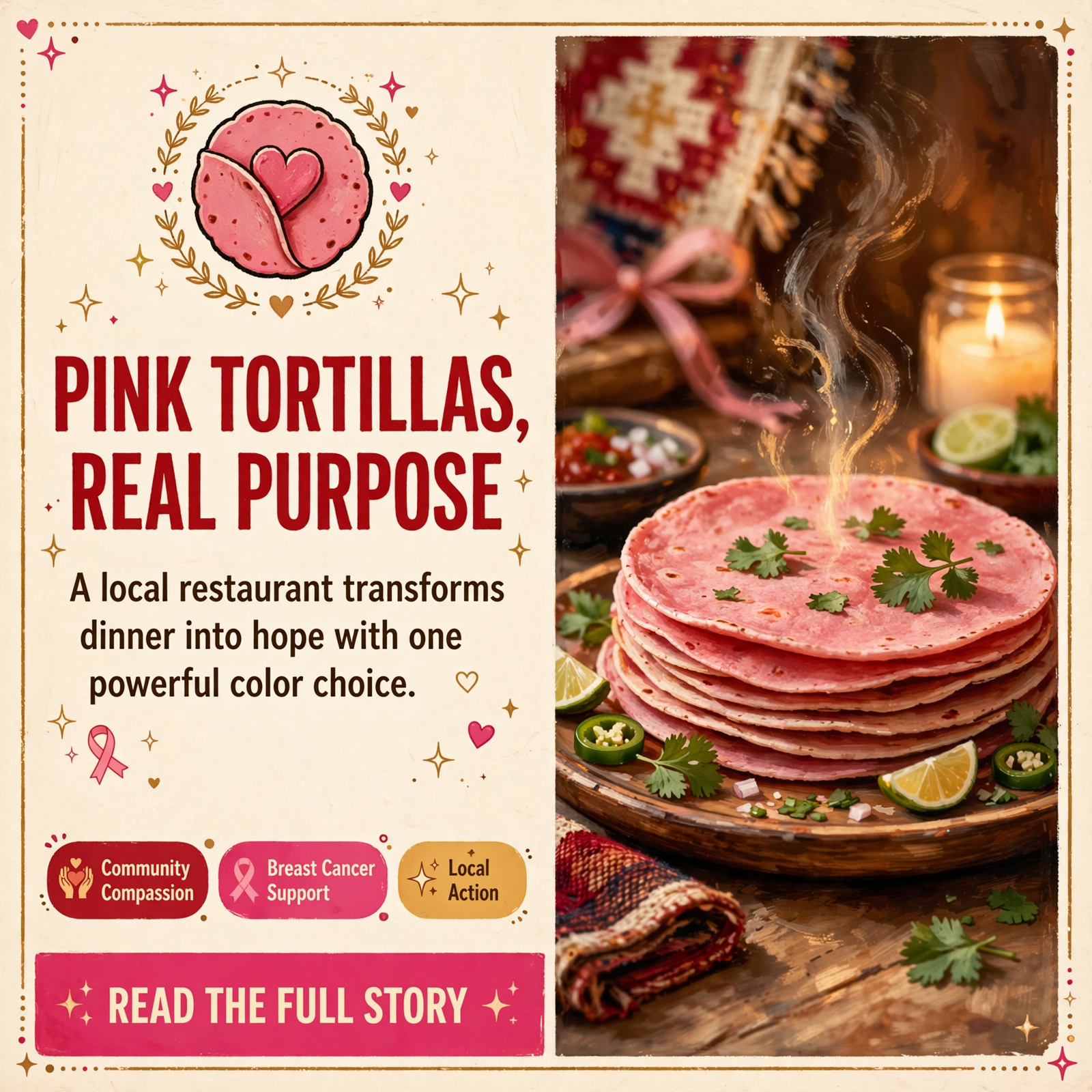 ๐๏ธ Hernandez Mexican Food Serves Pink Tortillas for Breast Cancer Awareness โ Featured Image Featured image for "๐๏ธ Hernandez Mexican Food Serves Pink Tortillas for Breast Cancer Awareness"