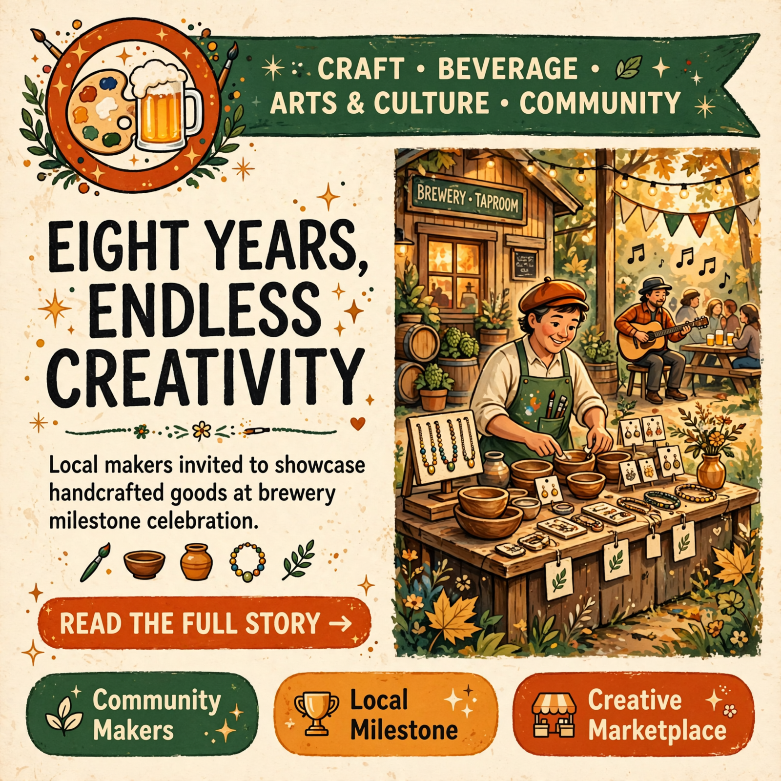 Featured image for "🎨 Local Artists Invited to Pop-Up Shop at Happy Trails Brewing Co.'s 8th Anniversary in Downtown Sparta"