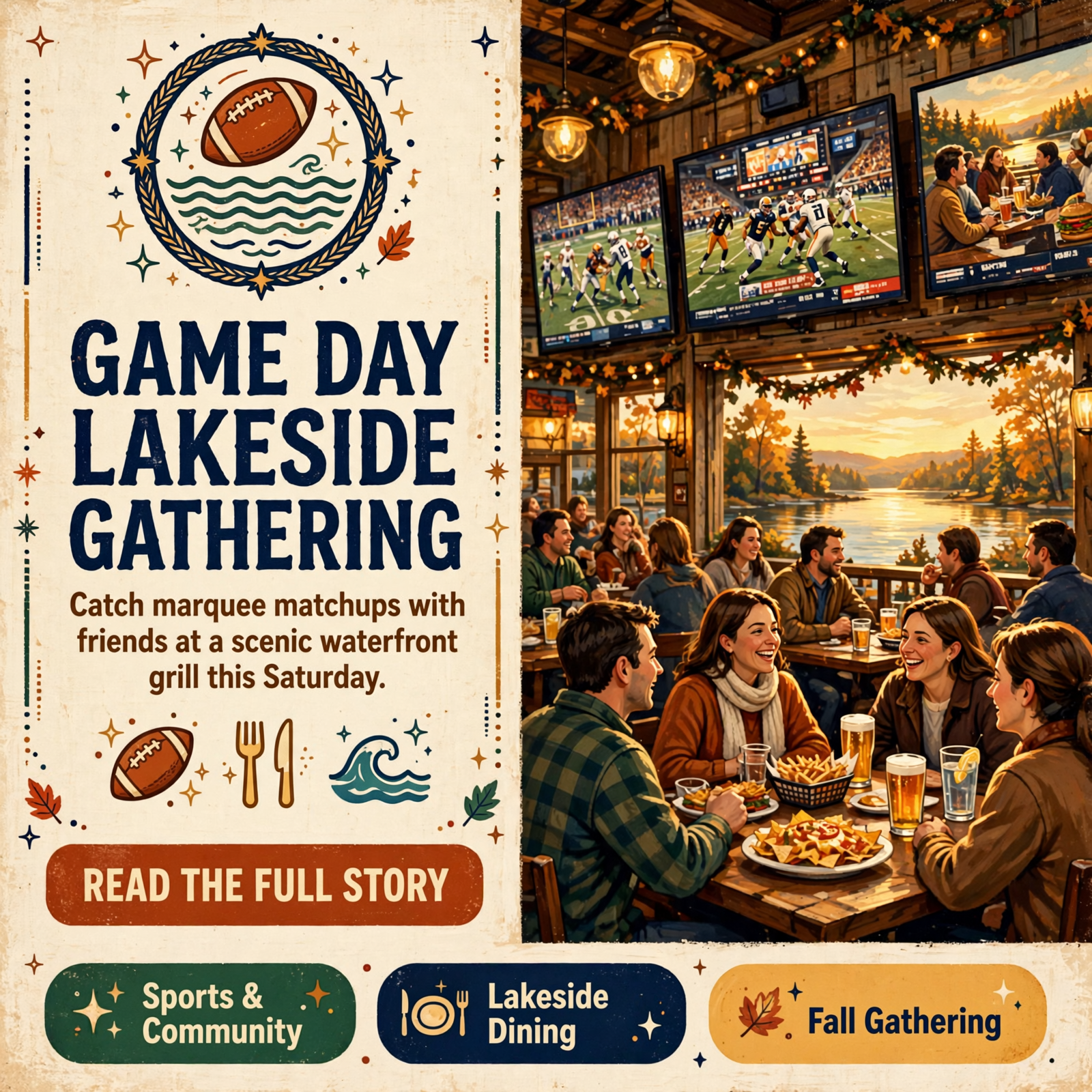 Featured image for "🏈 Game Day at Nick's Lakeside Grill in Spring City - Multiple Sports on the Big Screen"