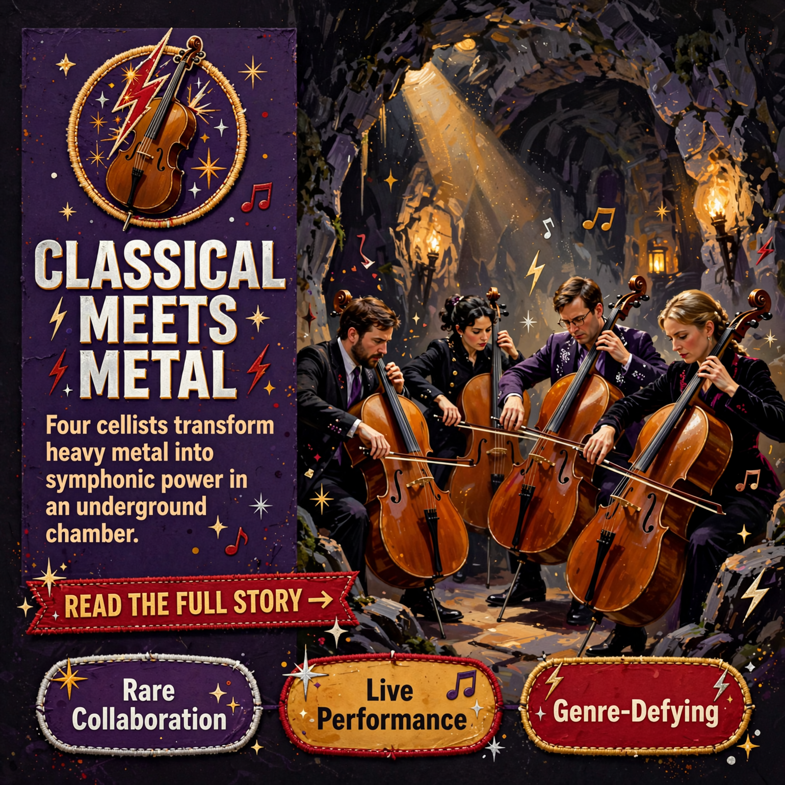 Featured image for "Apocalyptica Brings Cello-Driven Metal to The Caverns Sessions 🎻🎸"