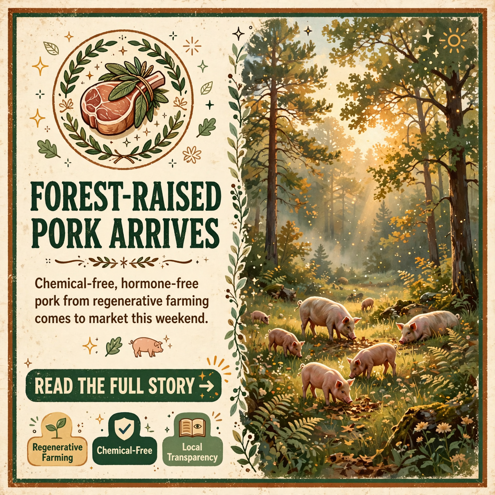Featured image for "🐖 Heartwood Farm Brings Forest-Raised Pork to Dunlap Farmers Market"