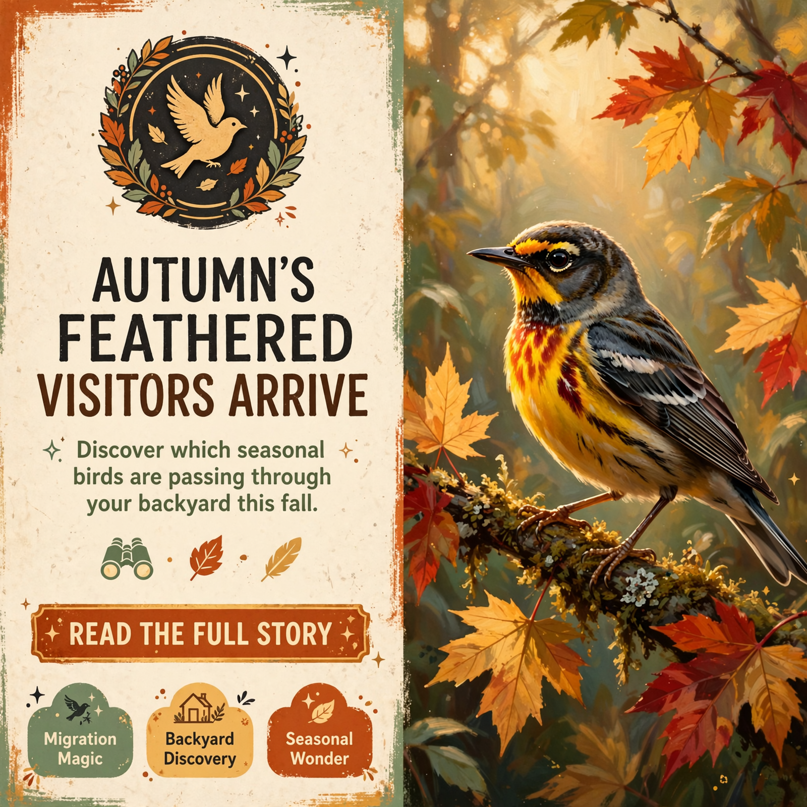 Featured image for "🍂 Fall Birdwatching Guide: Spot Seasonal Visitors in Your Backyard"
