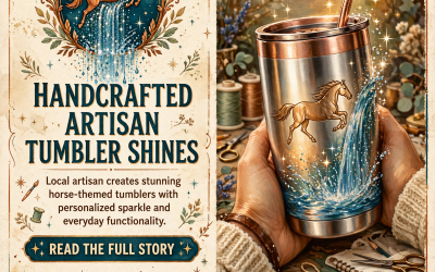 🎨 Horse-Themed Waterfall Tumbler Showcases Handmade Craftsmanship in Dunlap