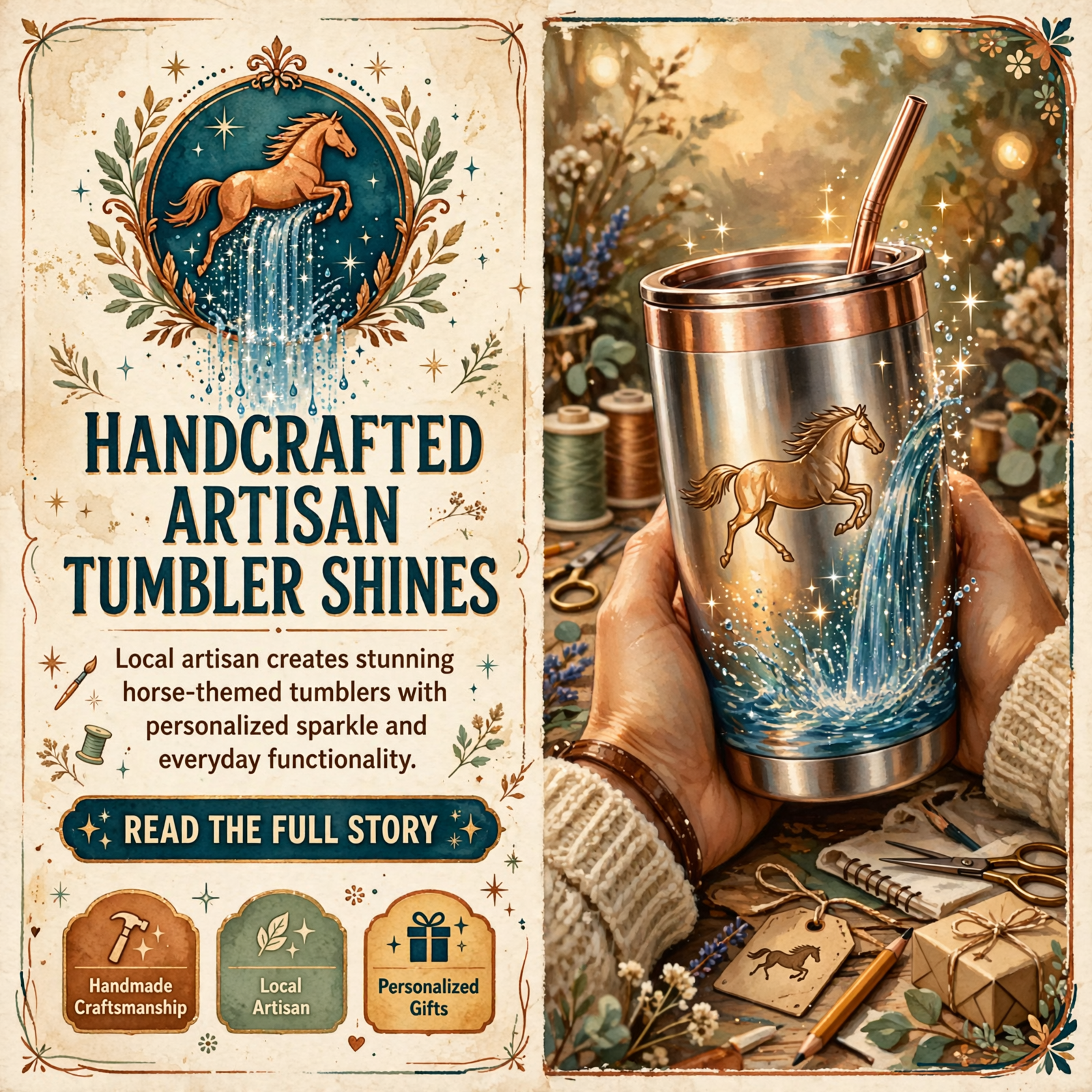 Featured image for "🎨 Horse-Themed Waterfall Tumbler Showcases Handmade Craftsmanship in Dunlap"