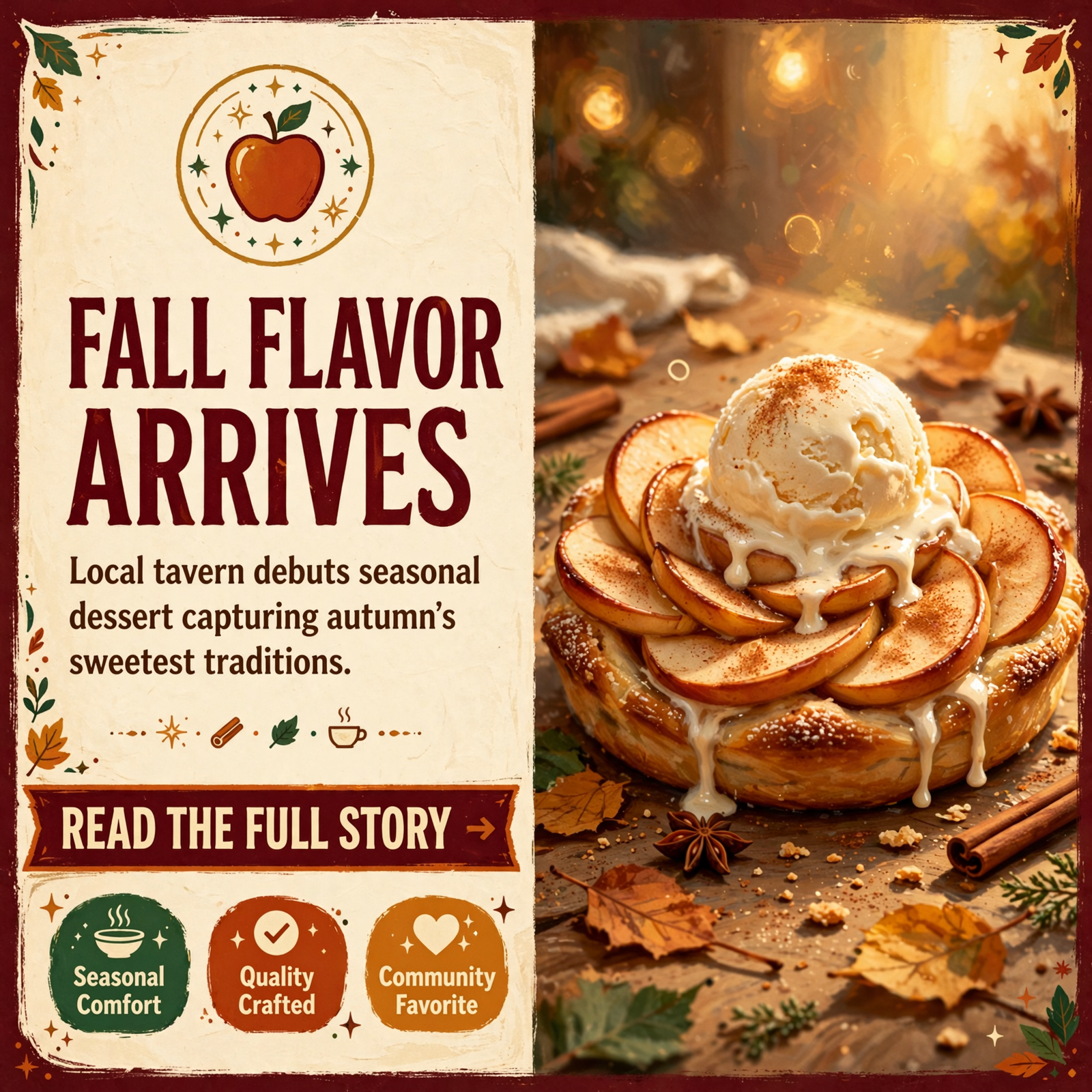 Featured image for "🍎 Brothers Tavern Introduces Apple Blossom Fall Dessert in Sparta"