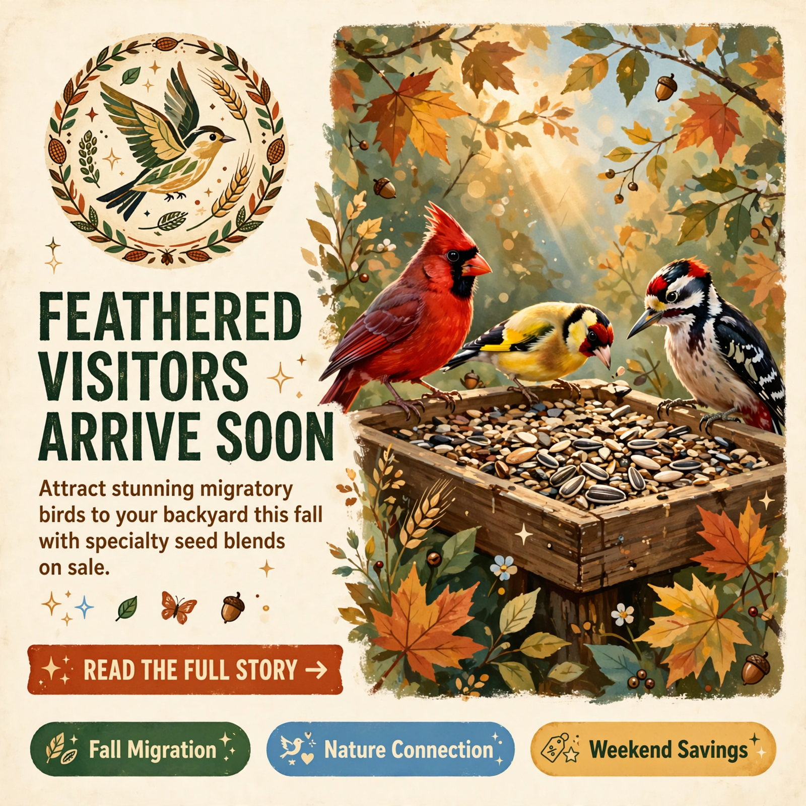 Featured image for "🐦 Save 15% on Specialty Birdseed Blends This Weekend"