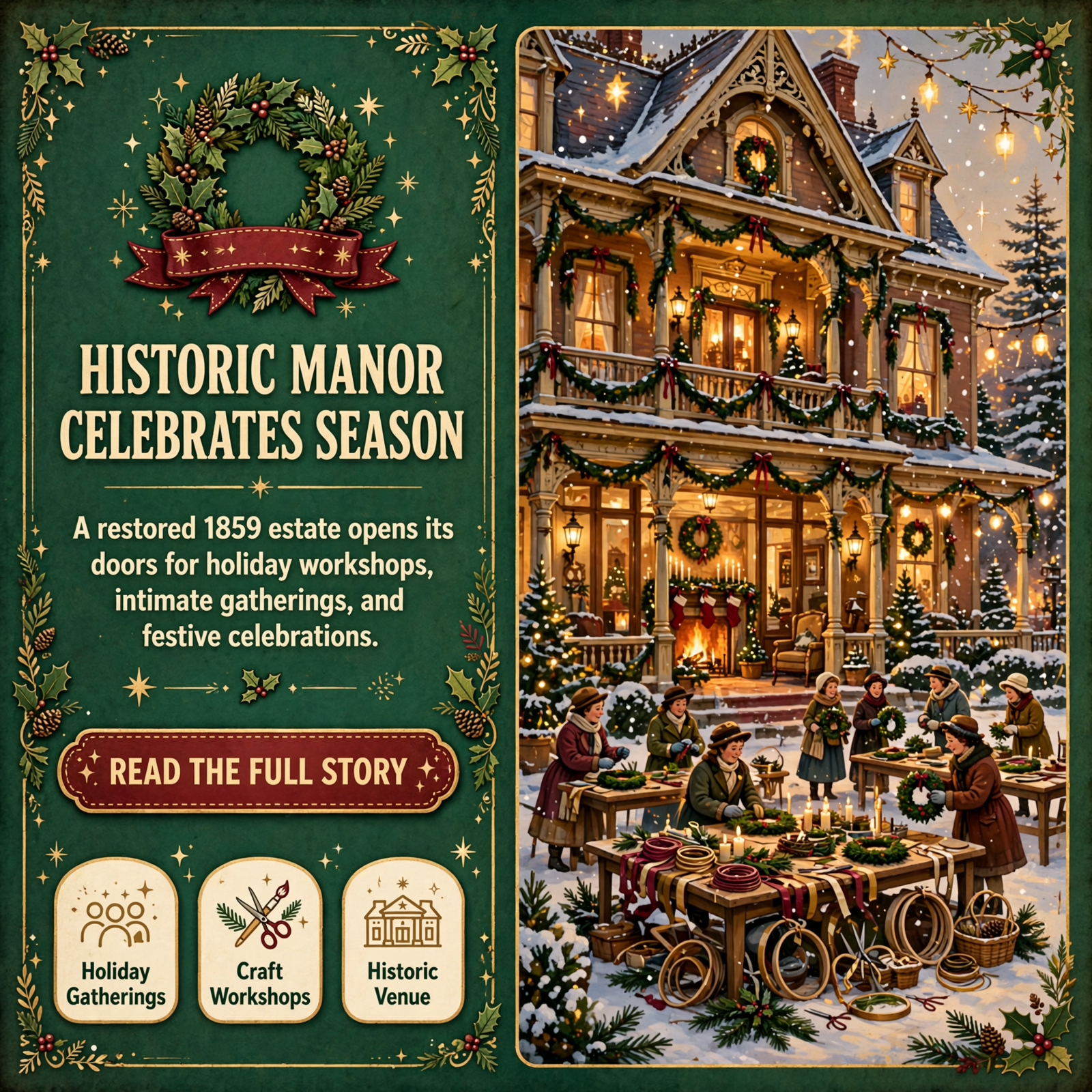 Featured image for "🎄 Whistlestop Manor Transforms Into Winter Wonderland in Sweetwater - Holiday Events, Workshops, and Party Bookings Now Open"