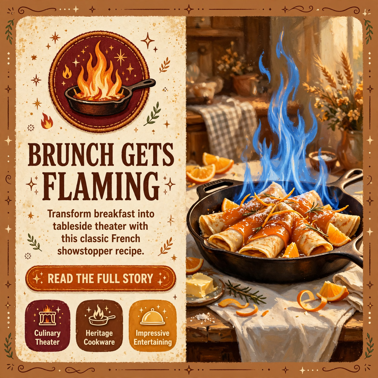 Featured image for "🍳 Master Crepes Suzette: A Showstopping Brunch Recipe from Lodge Cast Iron"