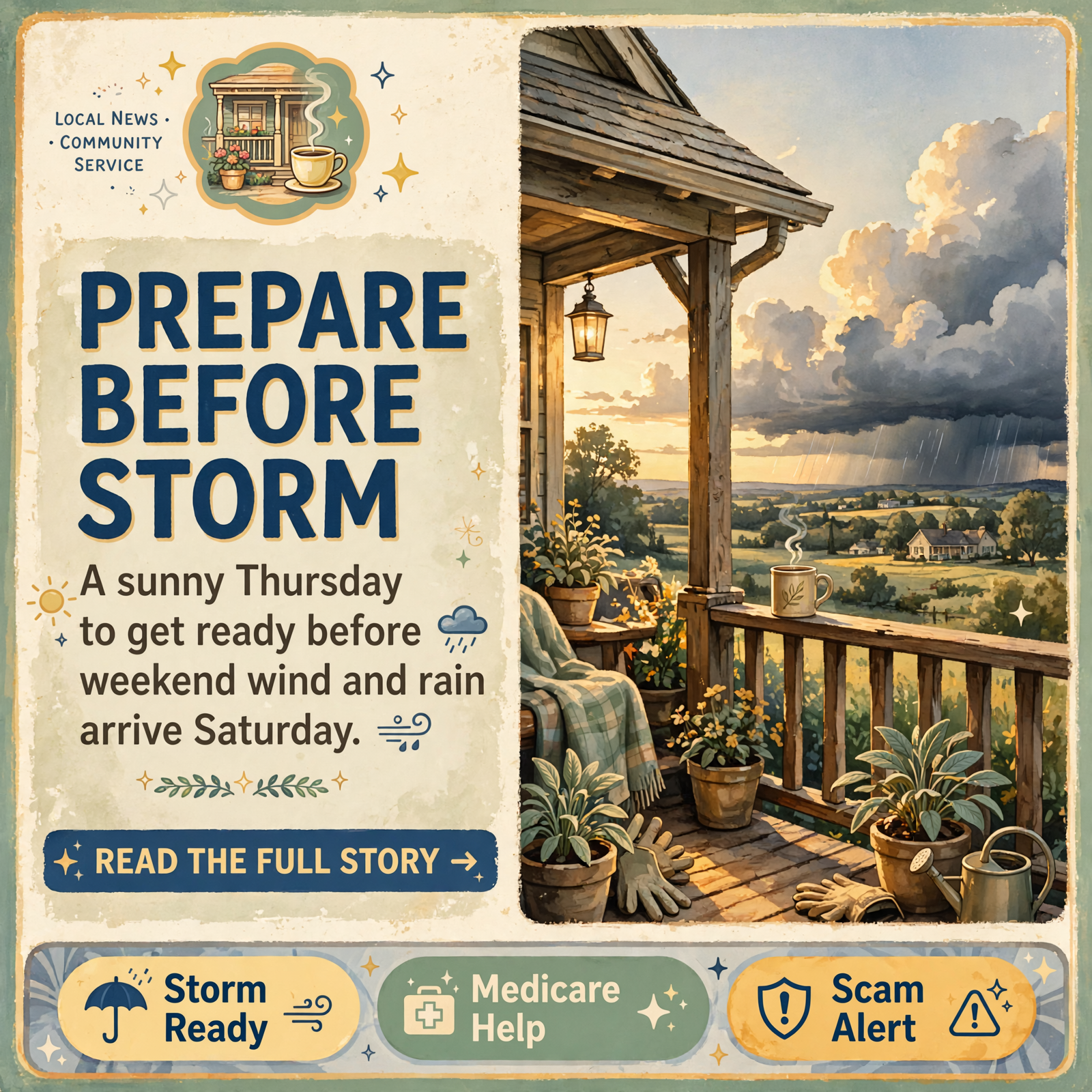 ☕ Front Porch Morning: Your $90 Lands Today, Isaias Brings Wind This Weekend and a Bank-Call Trick to Hang Up On —… Featured image for "☕ Front Porch Morning: Your $90 Lands Today, Isaias Brings Wind This Weekend and a Bank-Call Trick to Hang Up On"