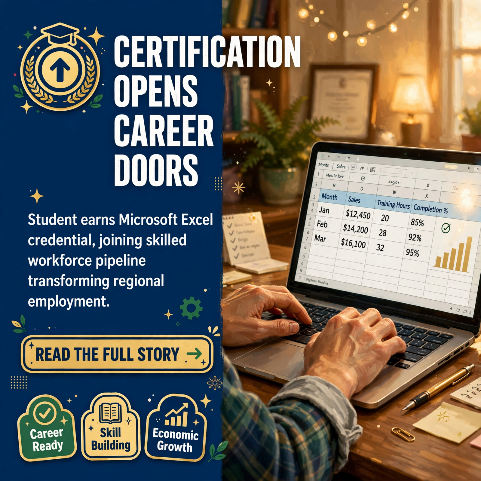 Featured image for "🎓 TCAT Upper Cumberland Student Earns Microsoft Excel Certification - Building Workforce Skills"