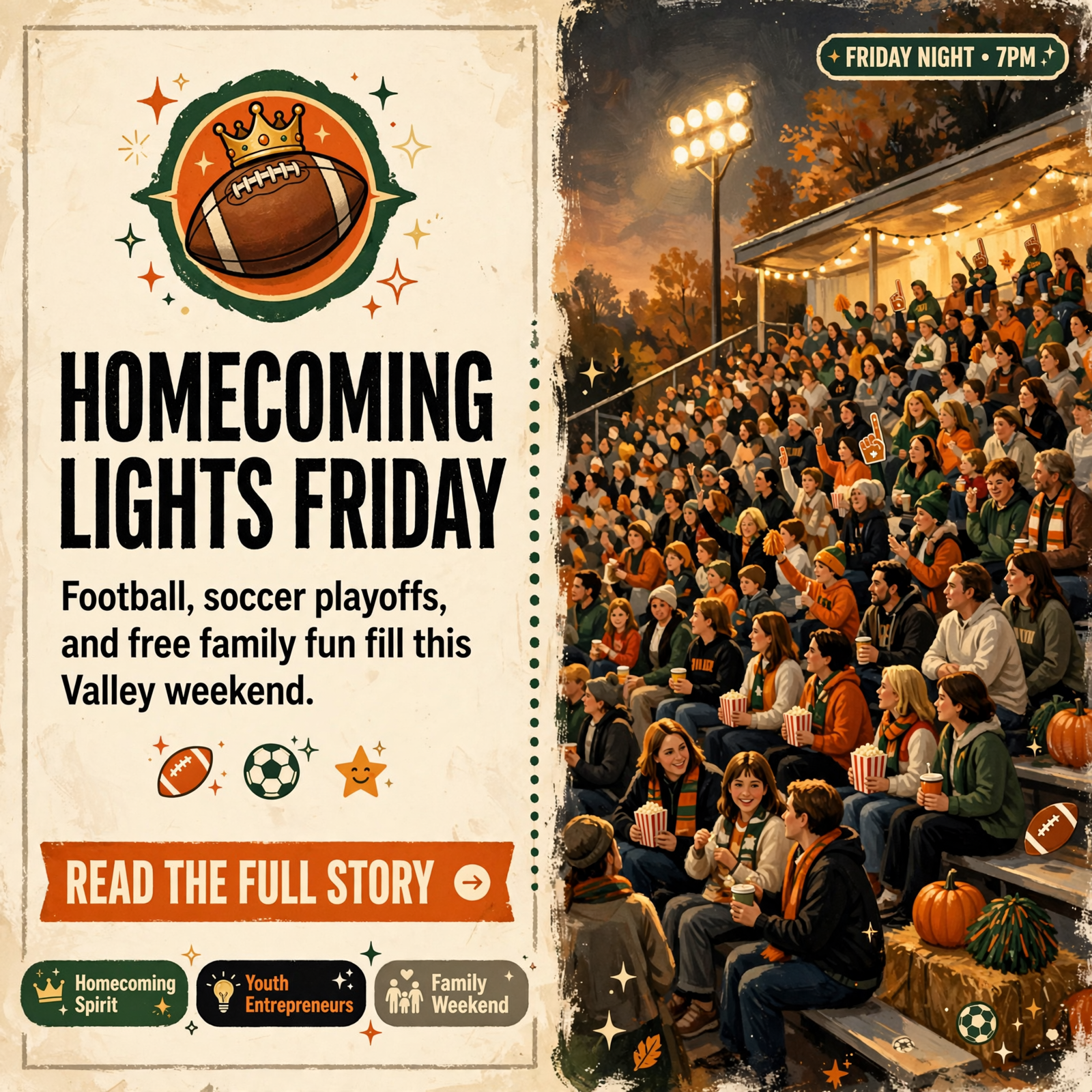 Featured image for "🏈 Homecoming Under the Lights, Lady Indians in the District Window and a Youth Weekend Downtown"