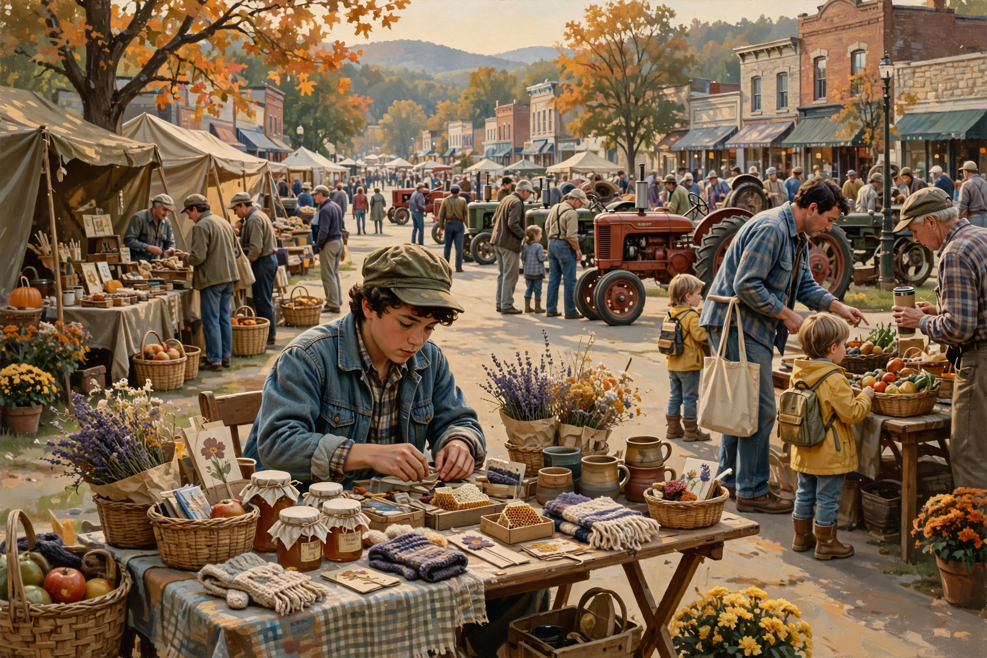 Illustration for 🌱 Oct. 17–18: Youth Vendors and Tractor Crowds on Main Street