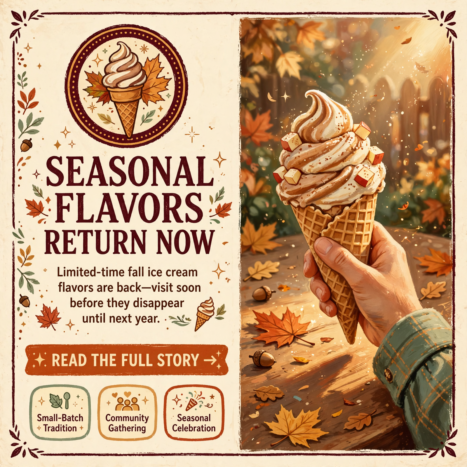 Featured image for "🍎 Fall Favorite Ice Cream Flavors Return for Limited Time in Dunlap"