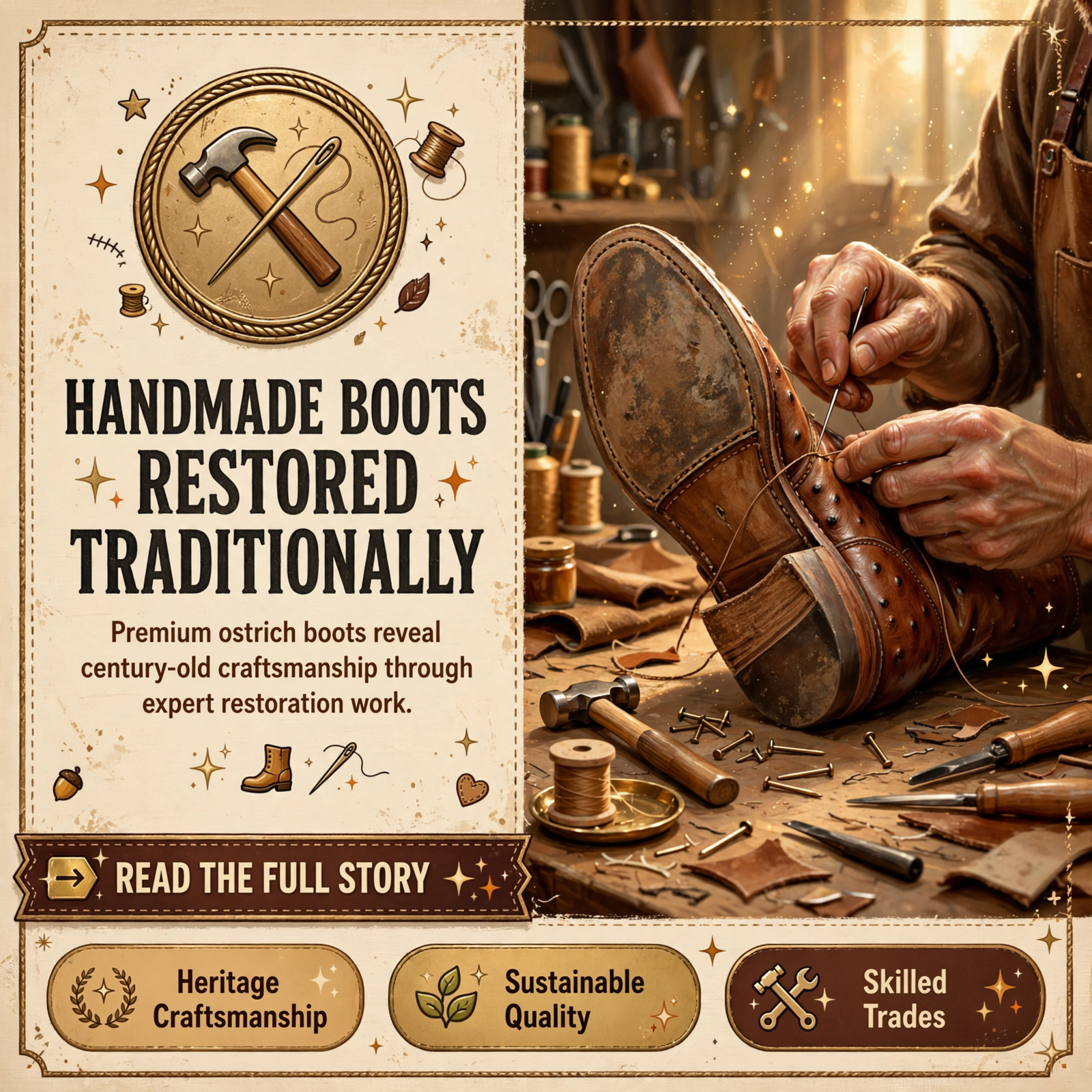 🥾 Master Boot Repair: Handmade M.L. Leddy’s Ostrich Boots Get Traditional Restoration — Featured Image Featured image for "🥾 Master Boot Repair: Handmade M.L. Leddy's Ostrich Boots Get Traditional Restoration"