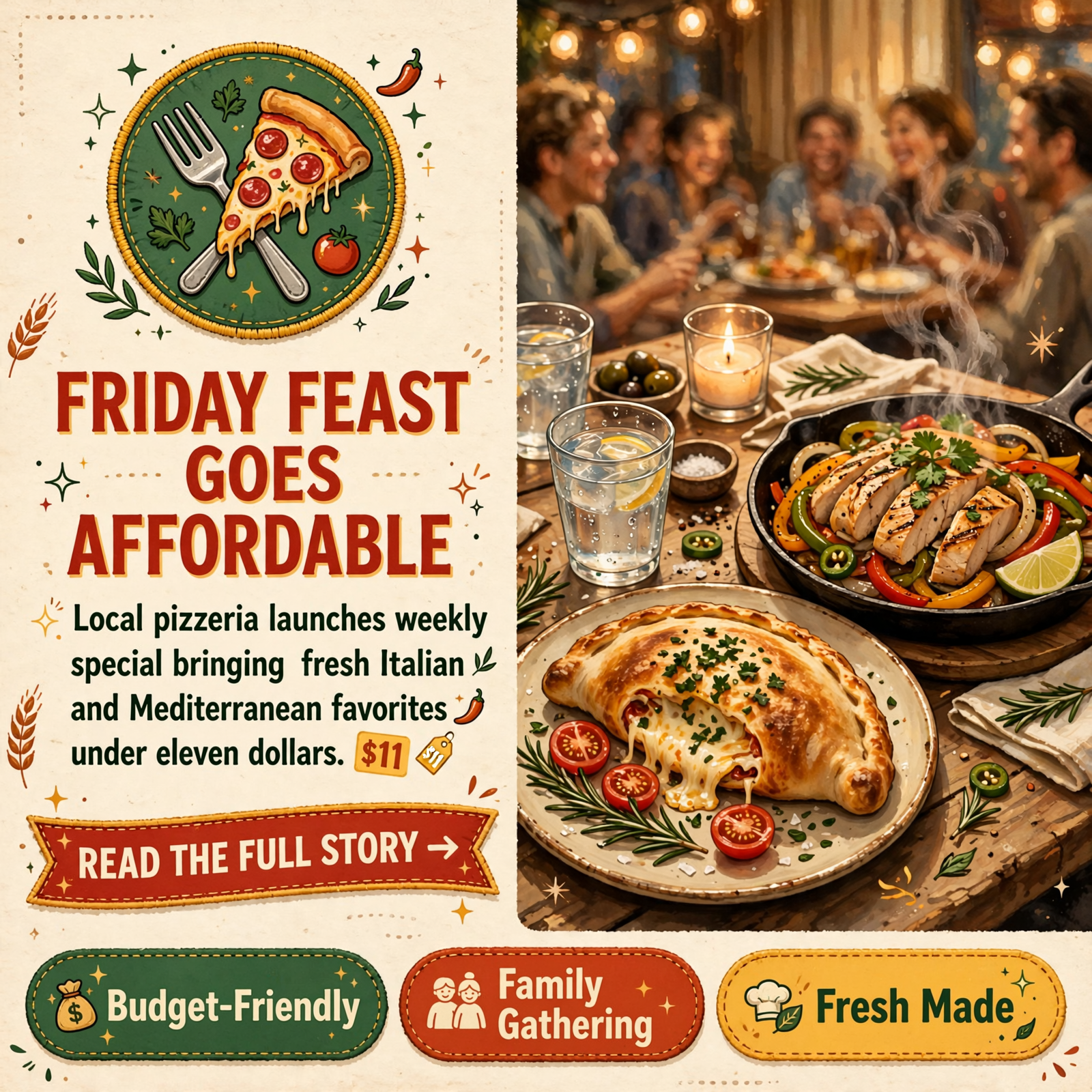 Featured image for "🍕 Dunlap Pizza King Launches Friday Special - House Calzone and Chicken Fajita at $10.99"