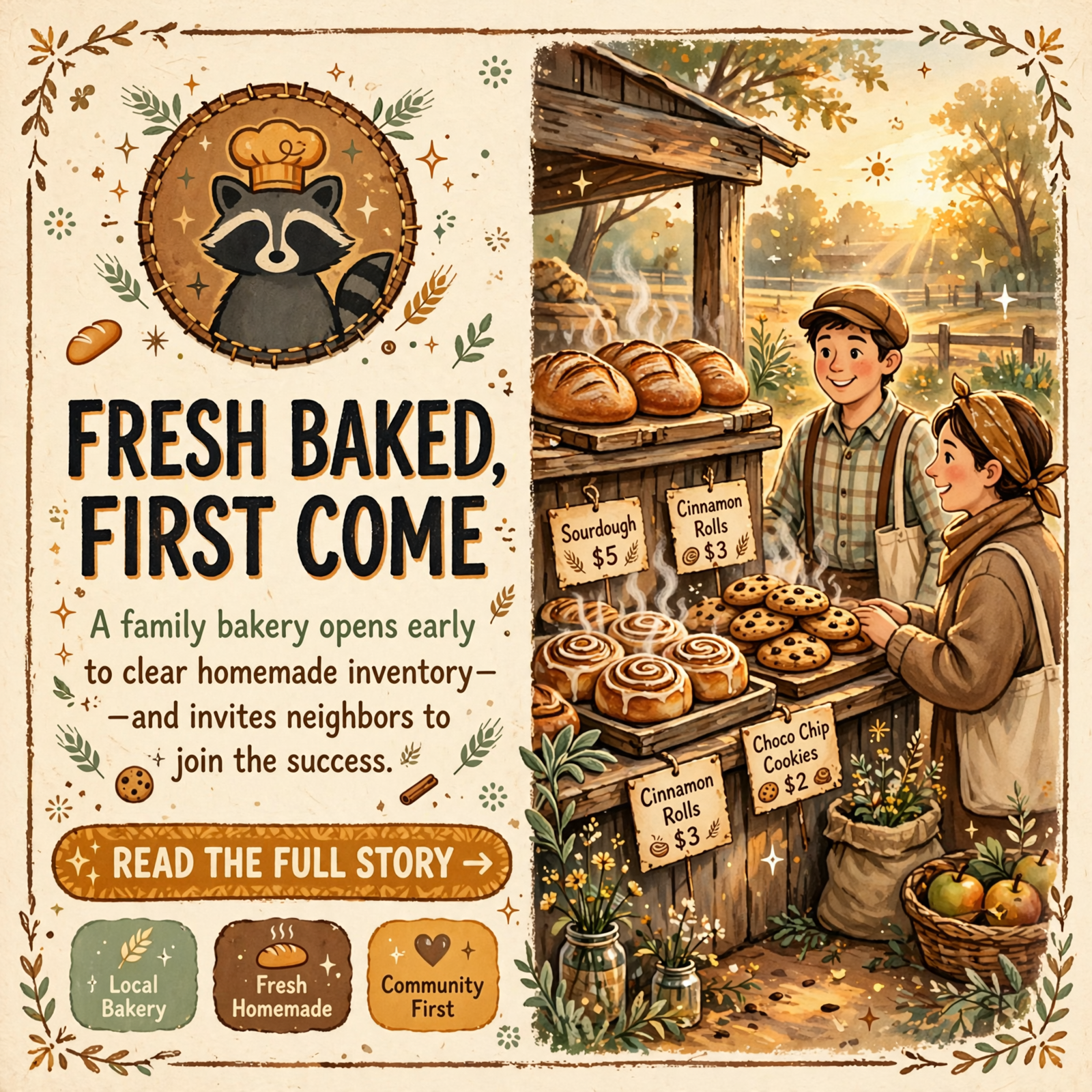 Featured image for "🦝 The Rustic Raccoon Opens Early in Crossville With Limited Homemade Baked Goods"