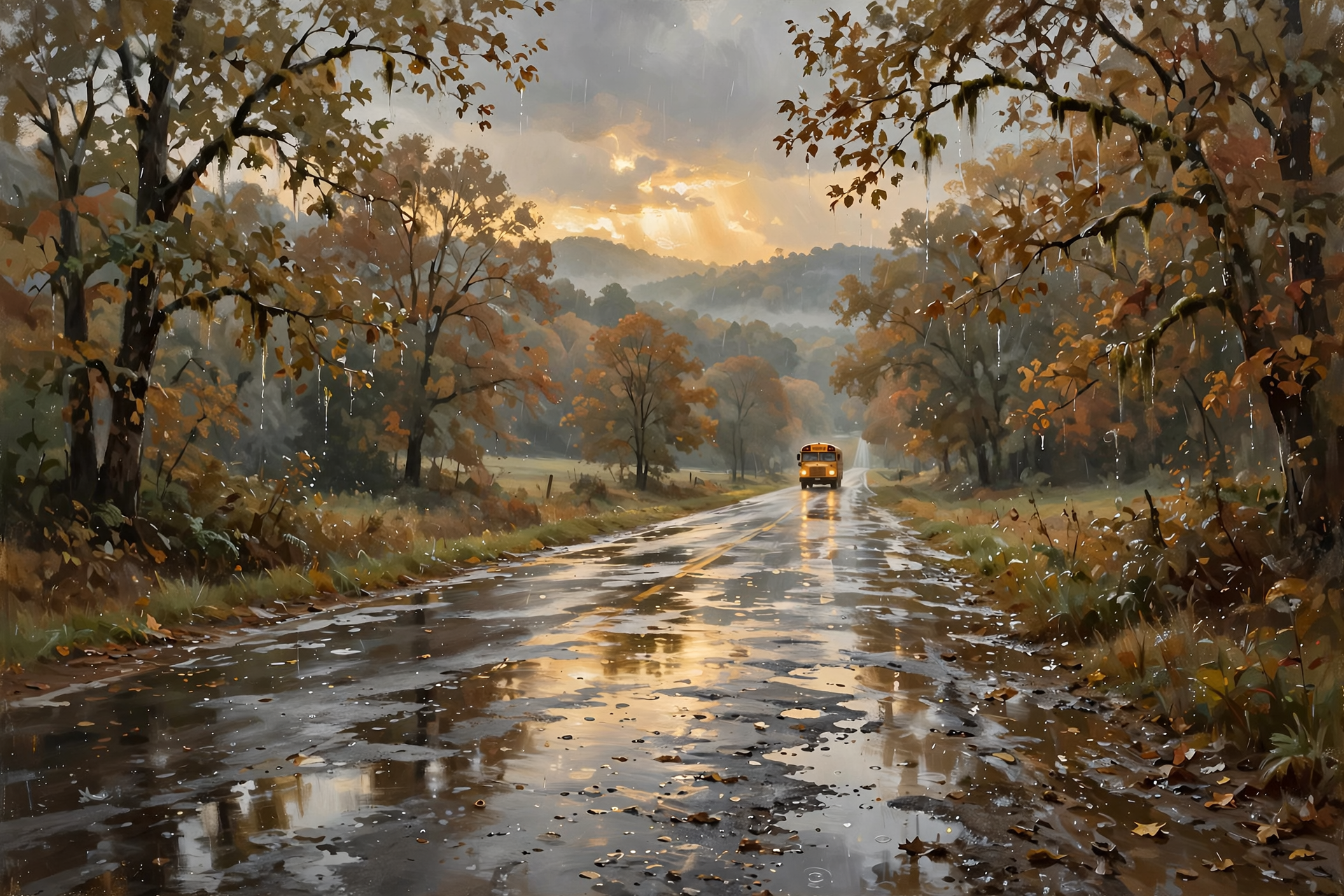 Illustration for π§οΈ Wet Roads, Yellow Buses and Sun in Your Eyes: Your Roads & Commute Report