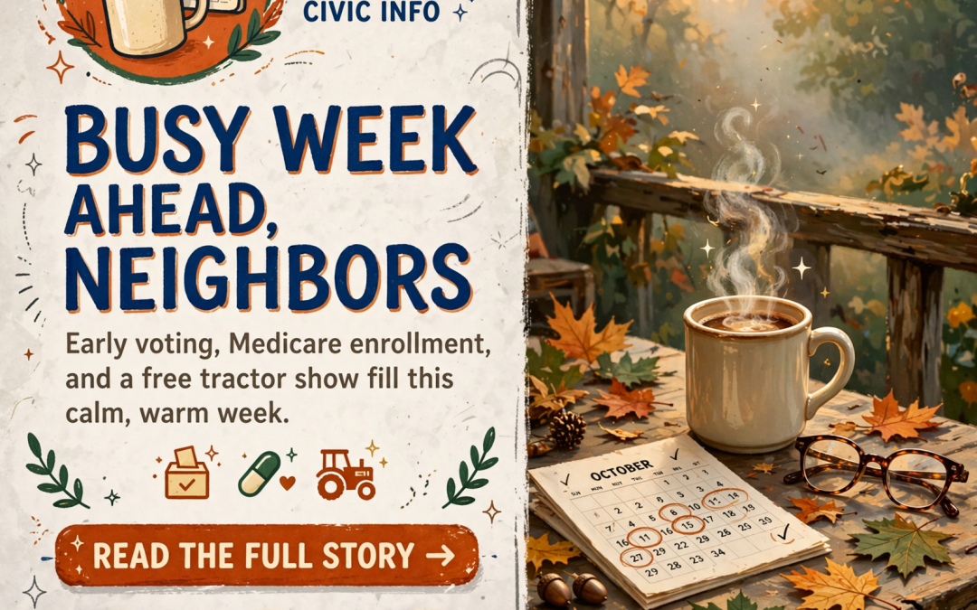 🗞️ Early Voting Wednesday, Medicare and City Hall Thursday, Free Tractors Saturday