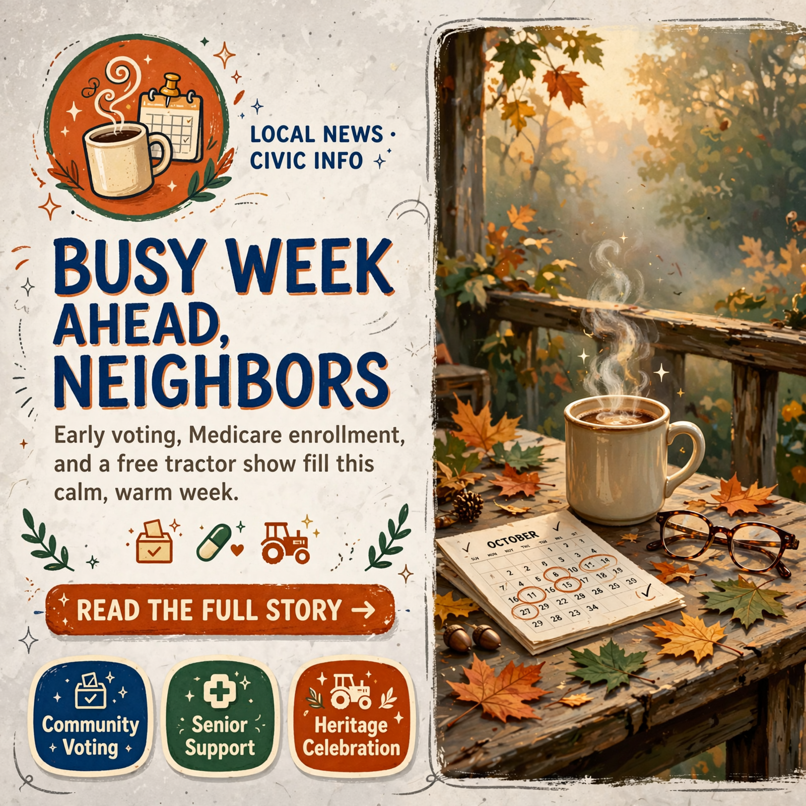 Featured image for "🗞️ Early Voting Wednesday, Medicare and City Hall Thursday, Free Tractors Saturday"